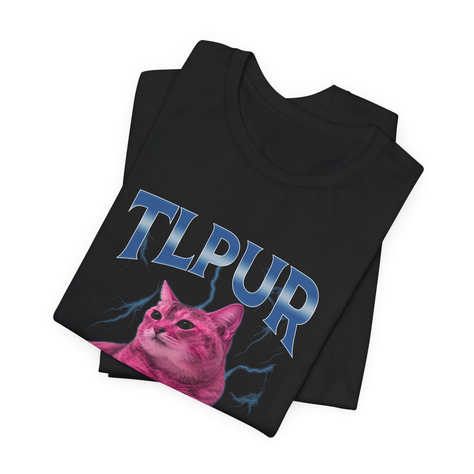 Bootleg TLPUR Meme Pink Cat Blue Splash Graphic Graphic Tee - Image 7