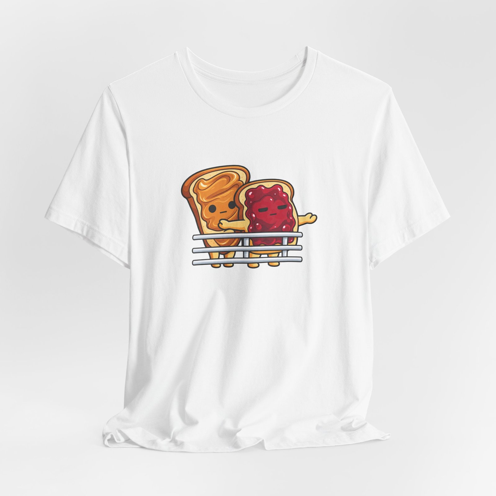 Cute Peanut Butter Jelly On Toast Lovers Ship Pose Graphic Tee - Image 4