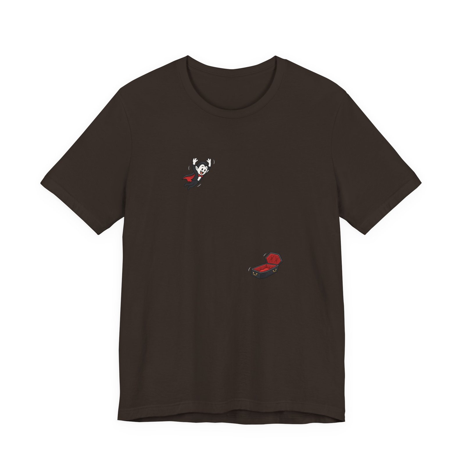 Cute Cartoon Vampire Jumping Into Coffin Halloween Graphic Tee