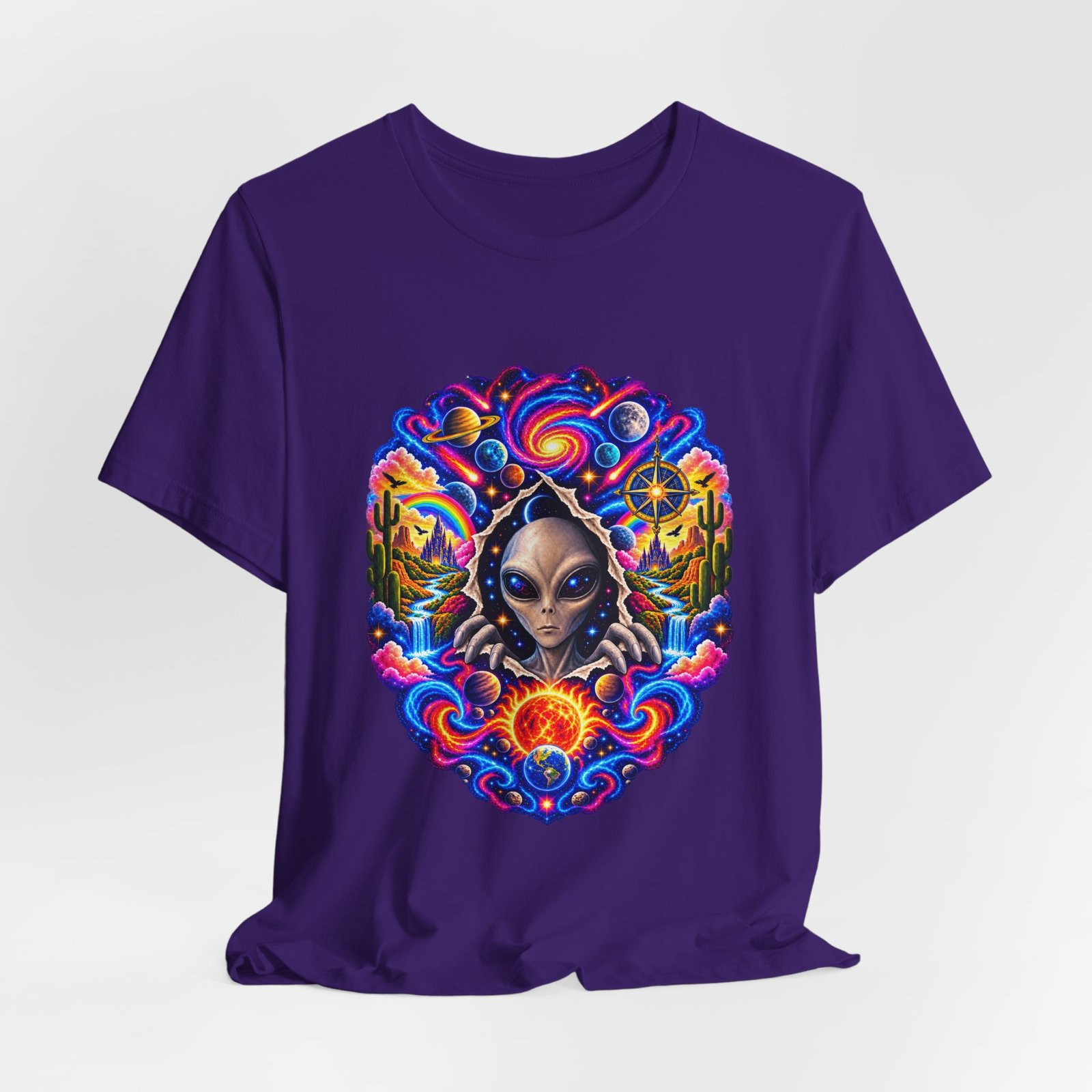 Psychedelic Alien Cosmic Portal Space Graphic Tee - Image 40