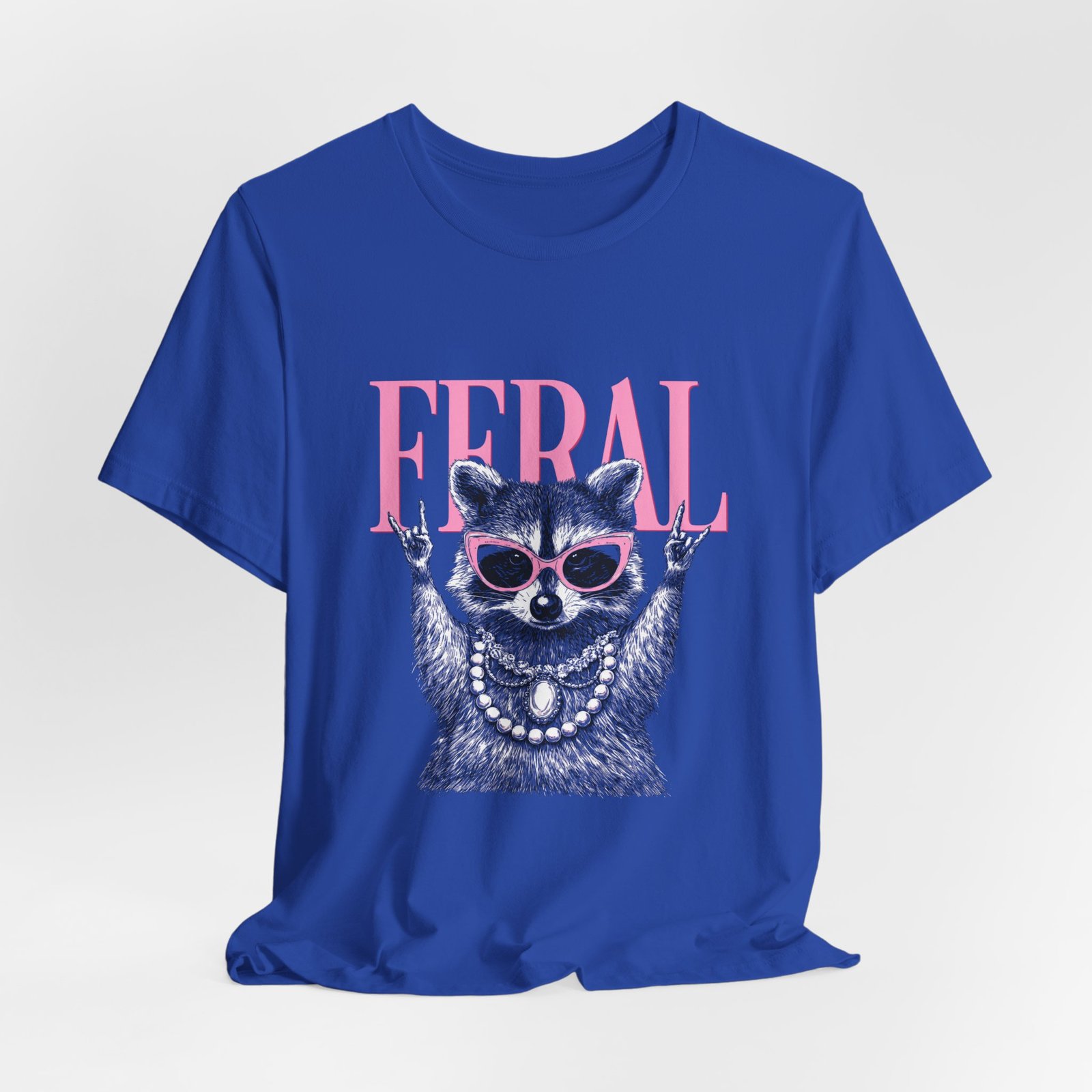 Feral Raccoon Pink Sunglasses Pearl Attitude Graphic Tee - Image 32