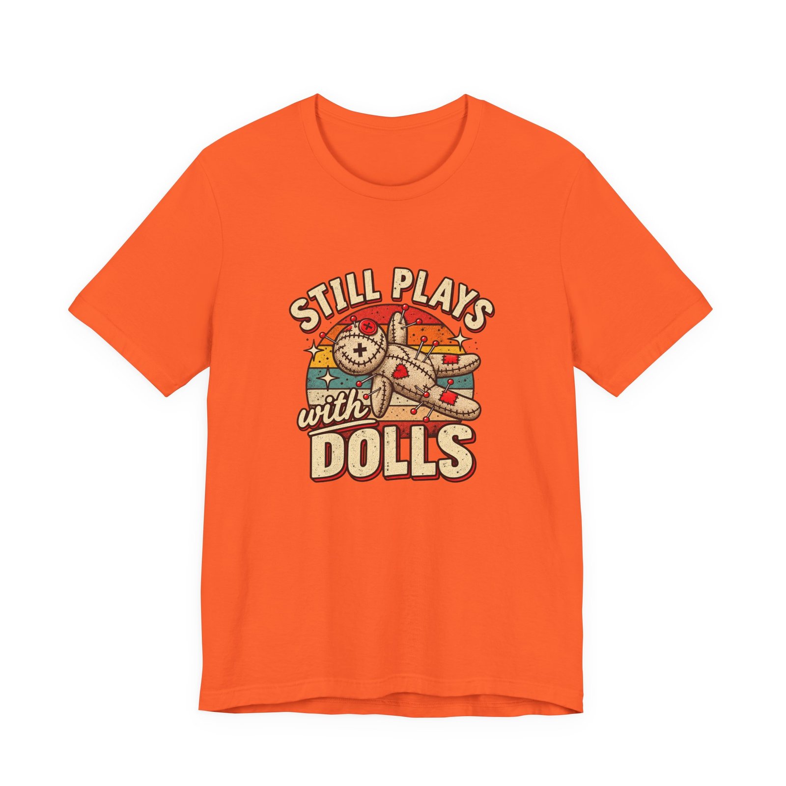 Still Plays With Dolls Voodoo Doll Halloween Humor Graphic Tee - Image 5