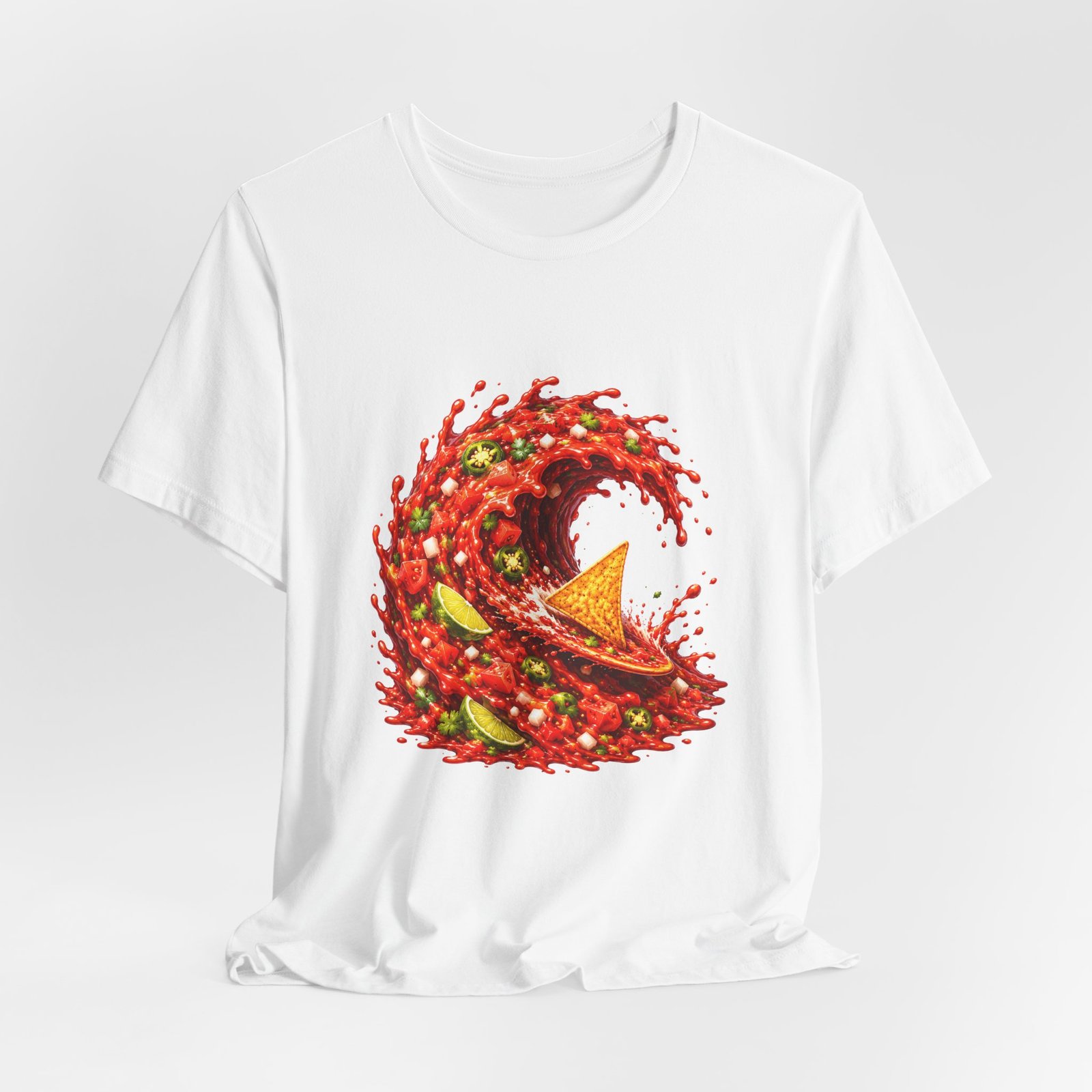 Tortilla Chip Surfing Spicy Salsa Wave Graphic Tee - Image 4