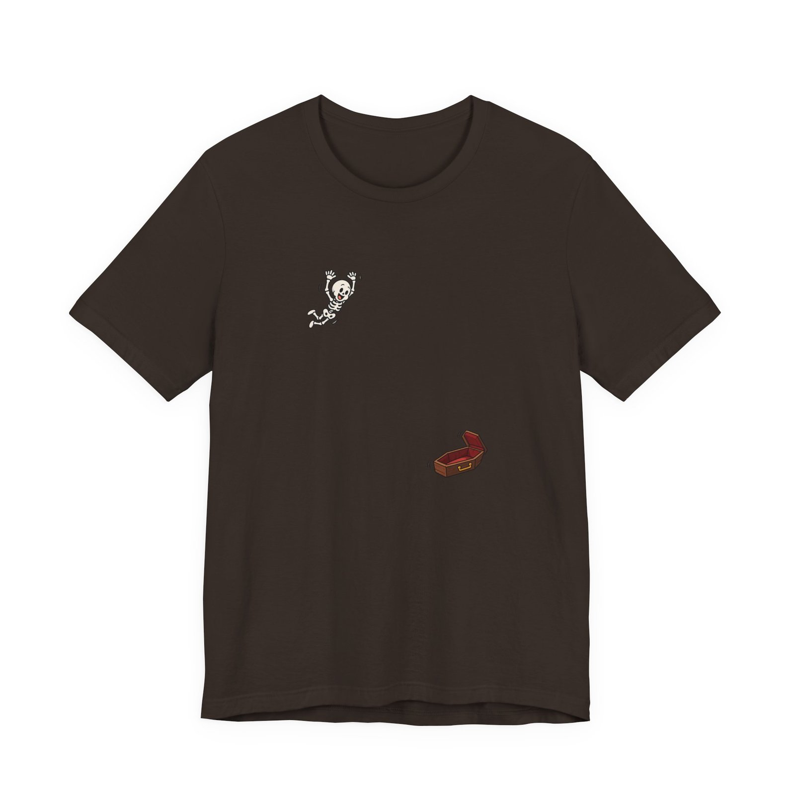 Funny Skeleton Jumping Into Coffin Halloween Humor Graphic Tee