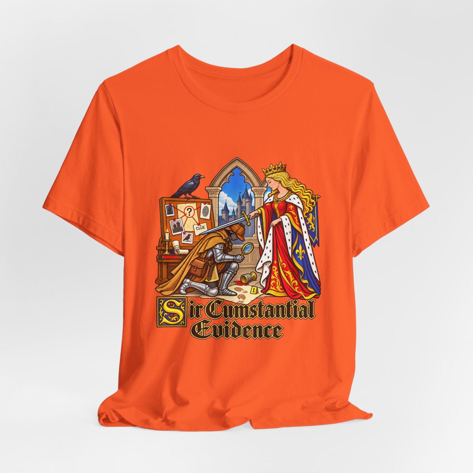 Sir Cumstantial Evidence Medieval Mystery Graphic Tee - Image 8