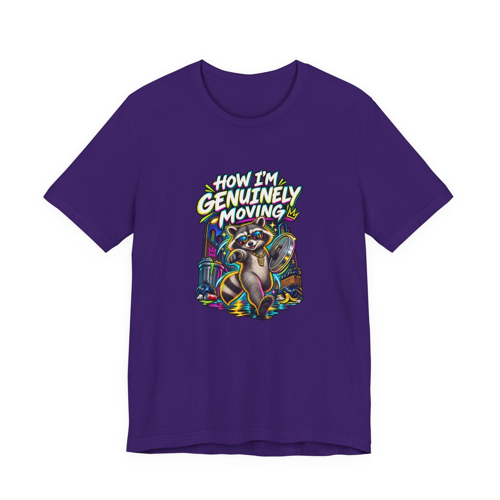 How Im Genuinely Moving Confident Raccoon Graphic Tee - Image 25