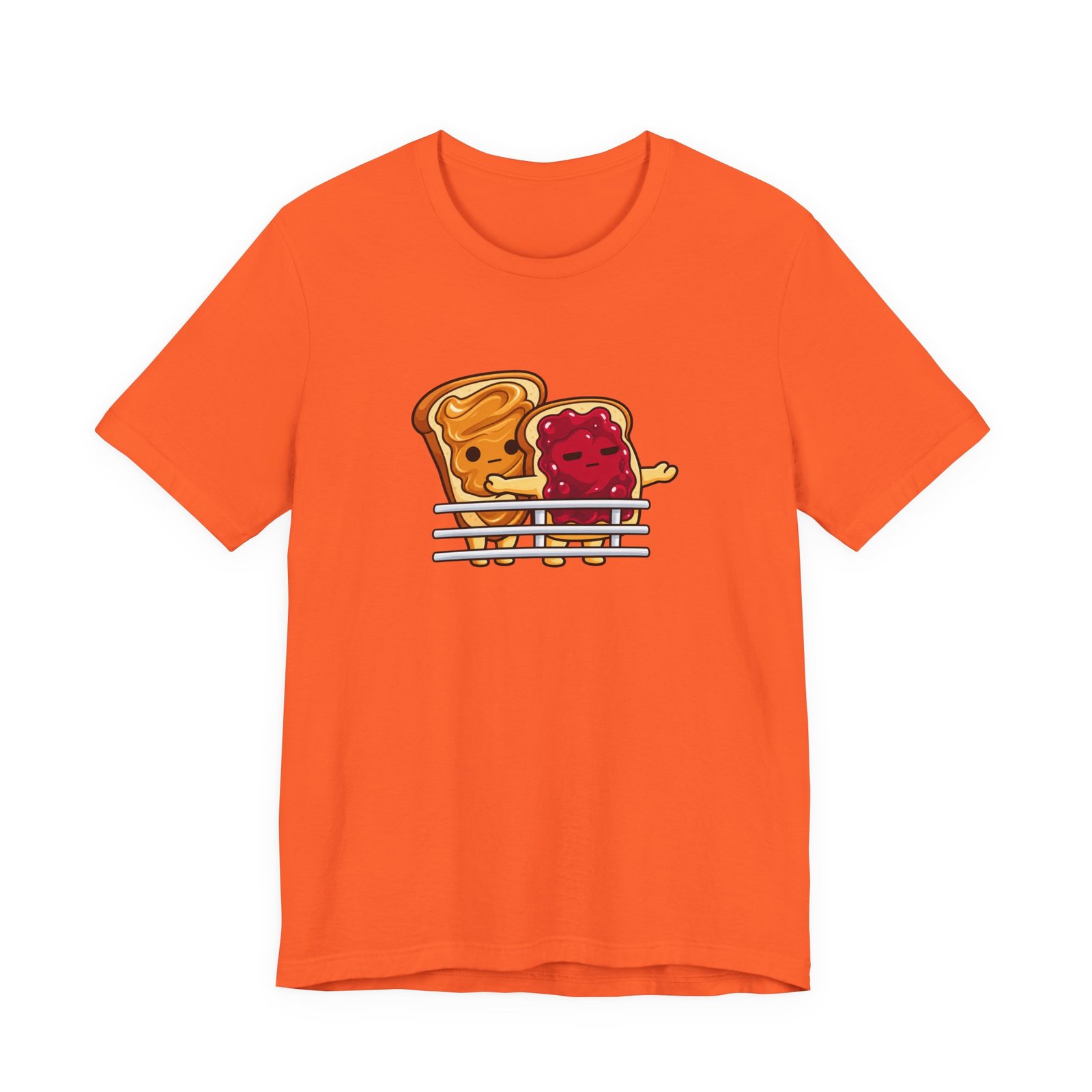 Cute Peanut Butter Jelly On Toast Lovers Ship Pose Graphic Tee - Image 5