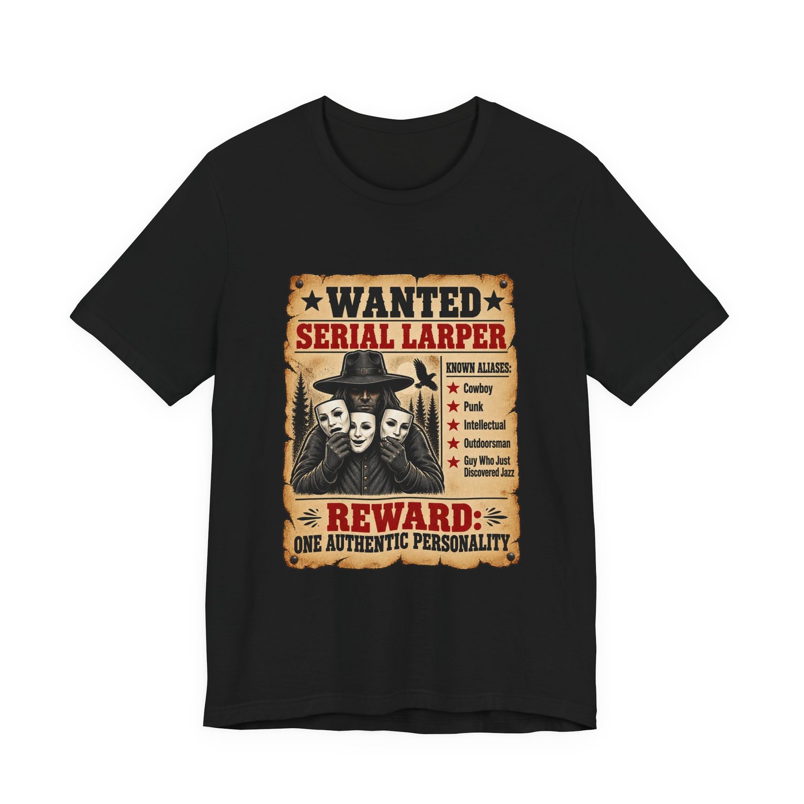 Wanted Serial Larper Funny Persona Poster Graphic Tee - Image 13