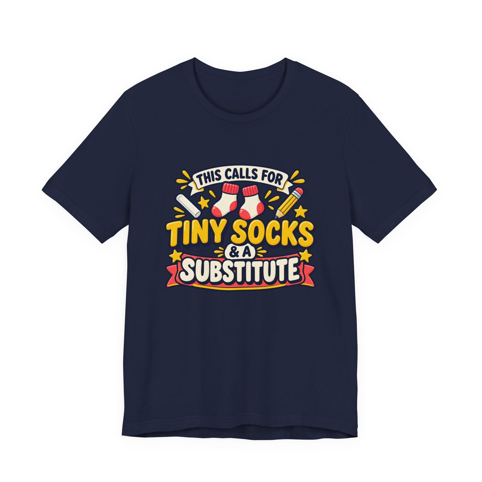 Teacher Baby Announcement Tiny Socks And Substitute Classroom Tee - Image 33