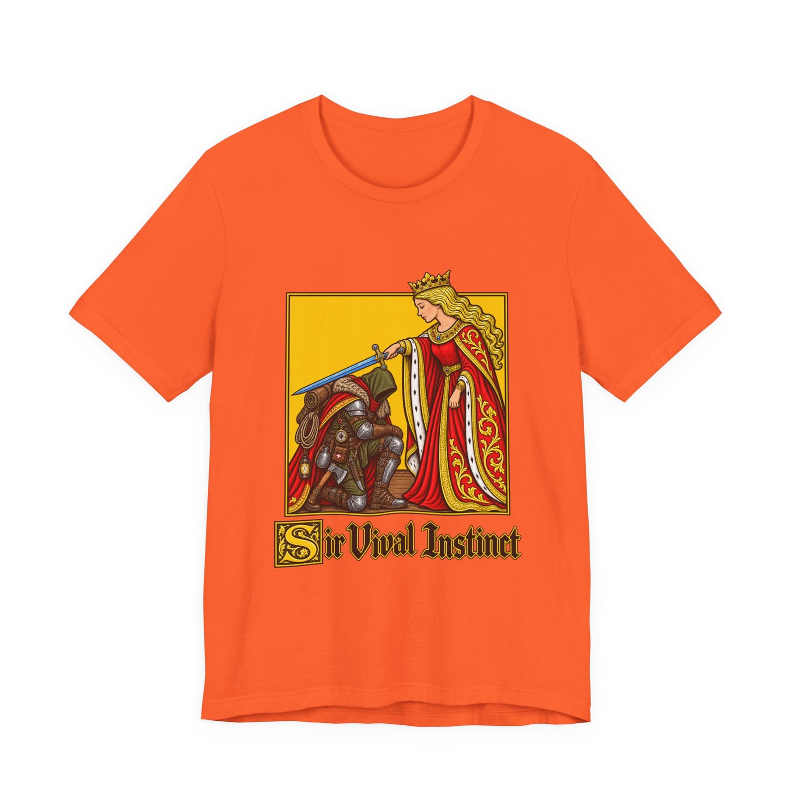 Sir Vival Instinct Medieval Survivalist Pun Graphic Tee - Image 5