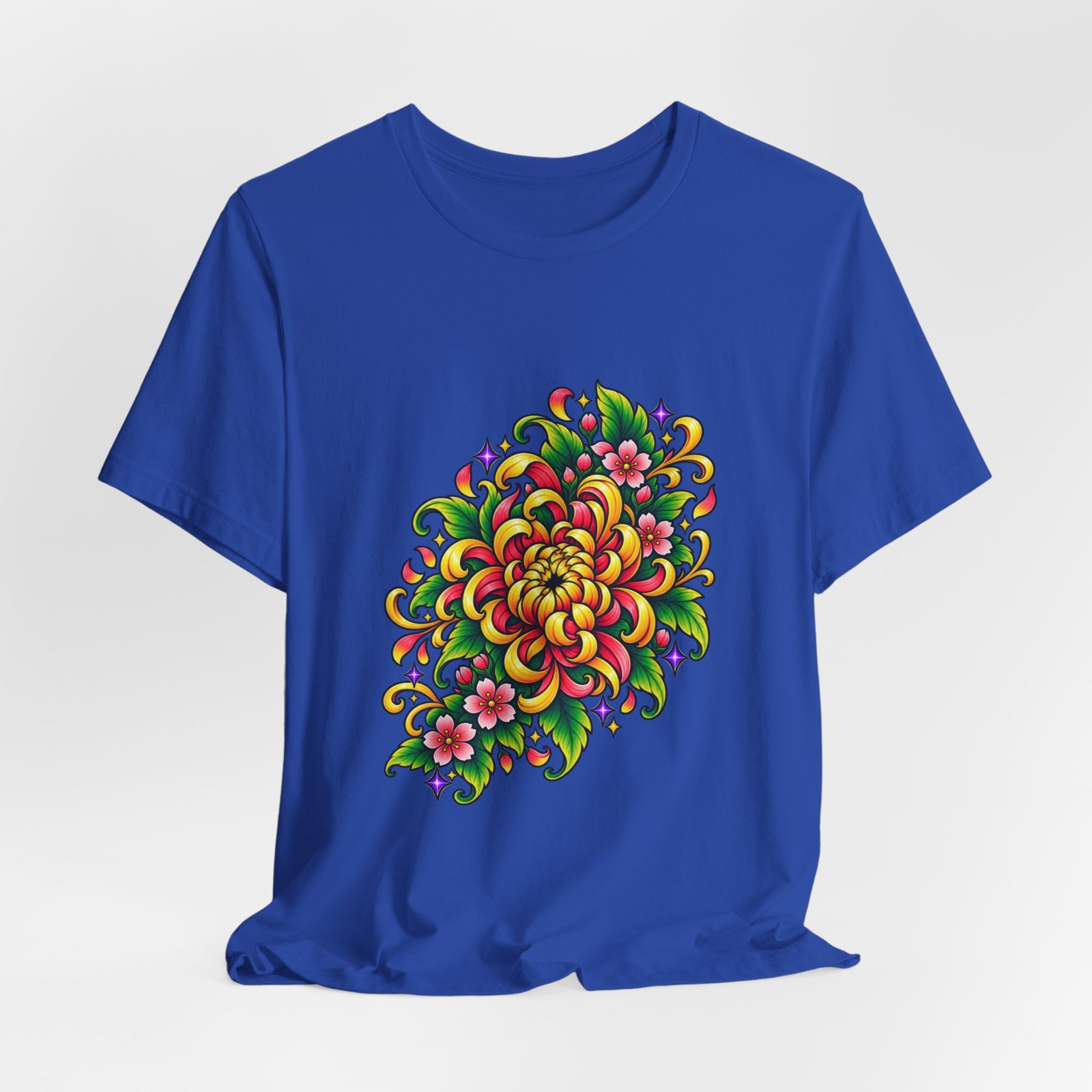 Vivid Chrysanthemum Floral Blossom Graphic Tee - Image 32