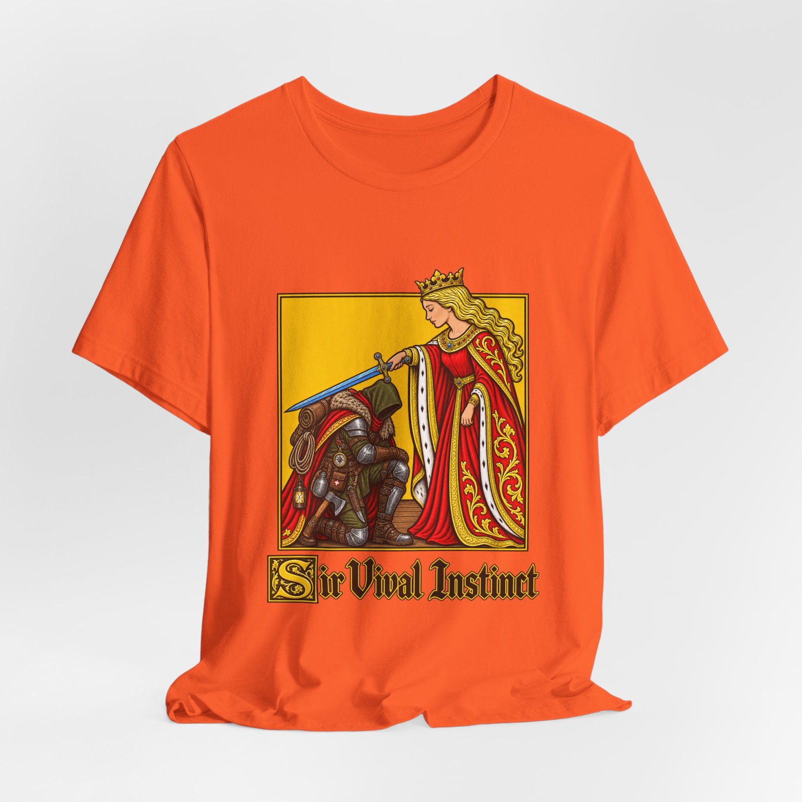 Sir Vival Instinct Medieval Survivalist Pun Graphic Tee - Image 8