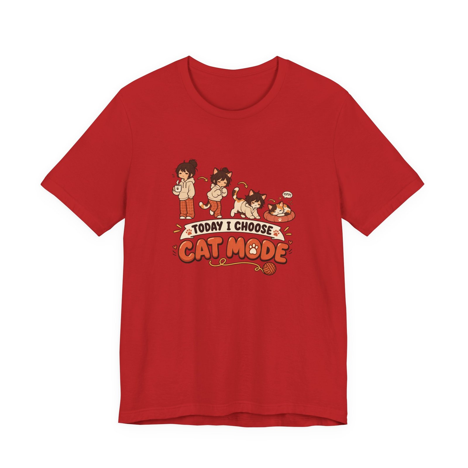 Cat Mode Transformation Cartoon Graphic Tee - Image 45