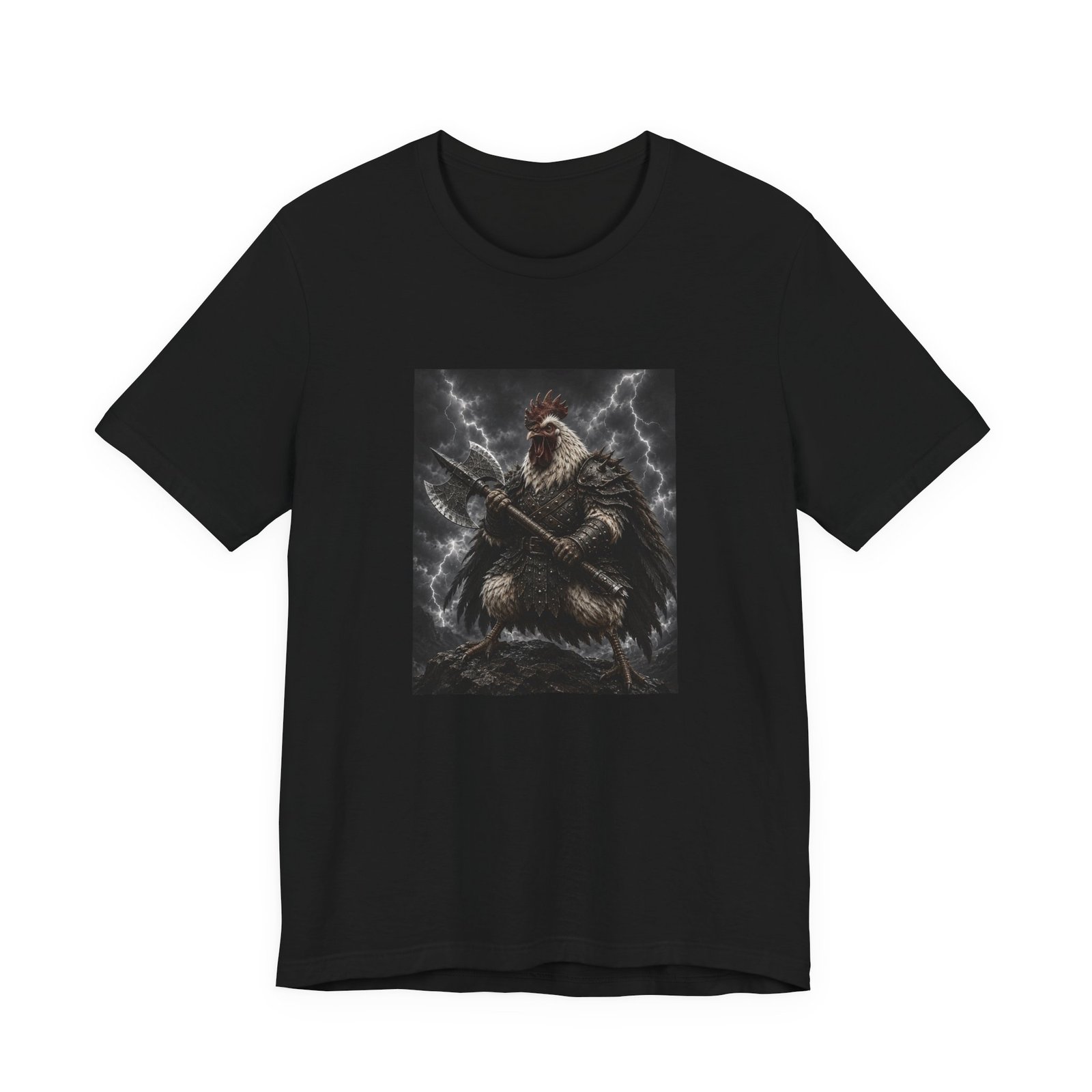 Fantasy Rooster War Lightning Axe Graphic Tee - Image 13