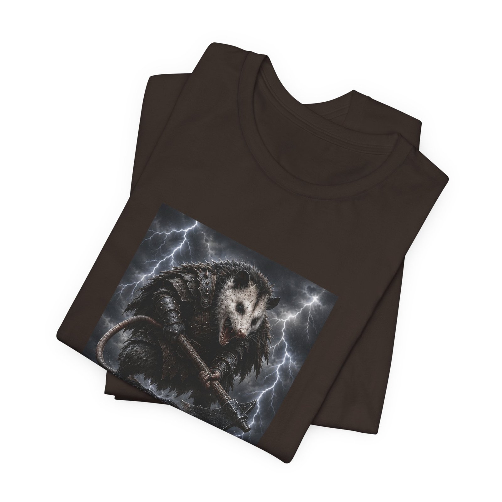 Opossum Warrior With Axe Lightning Storm Graphic Tee - Image 11