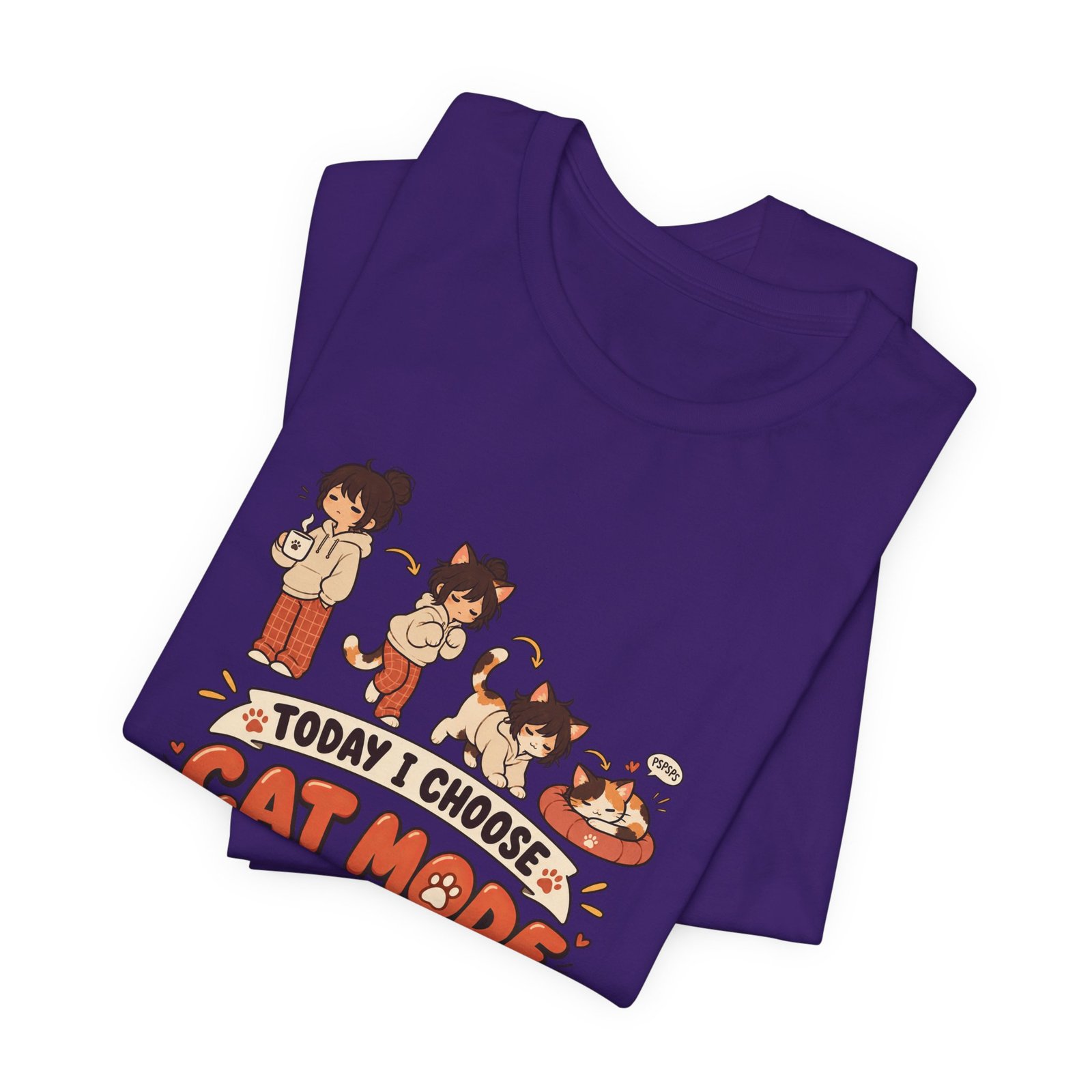 Cat Mode Transformation Cartoon Graphic Tee - Image 39