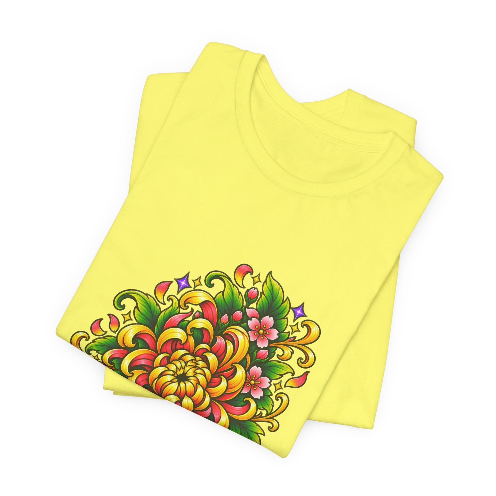 Vivid Chrysanthemum Floral Blossom Graphic Tee - Image 19