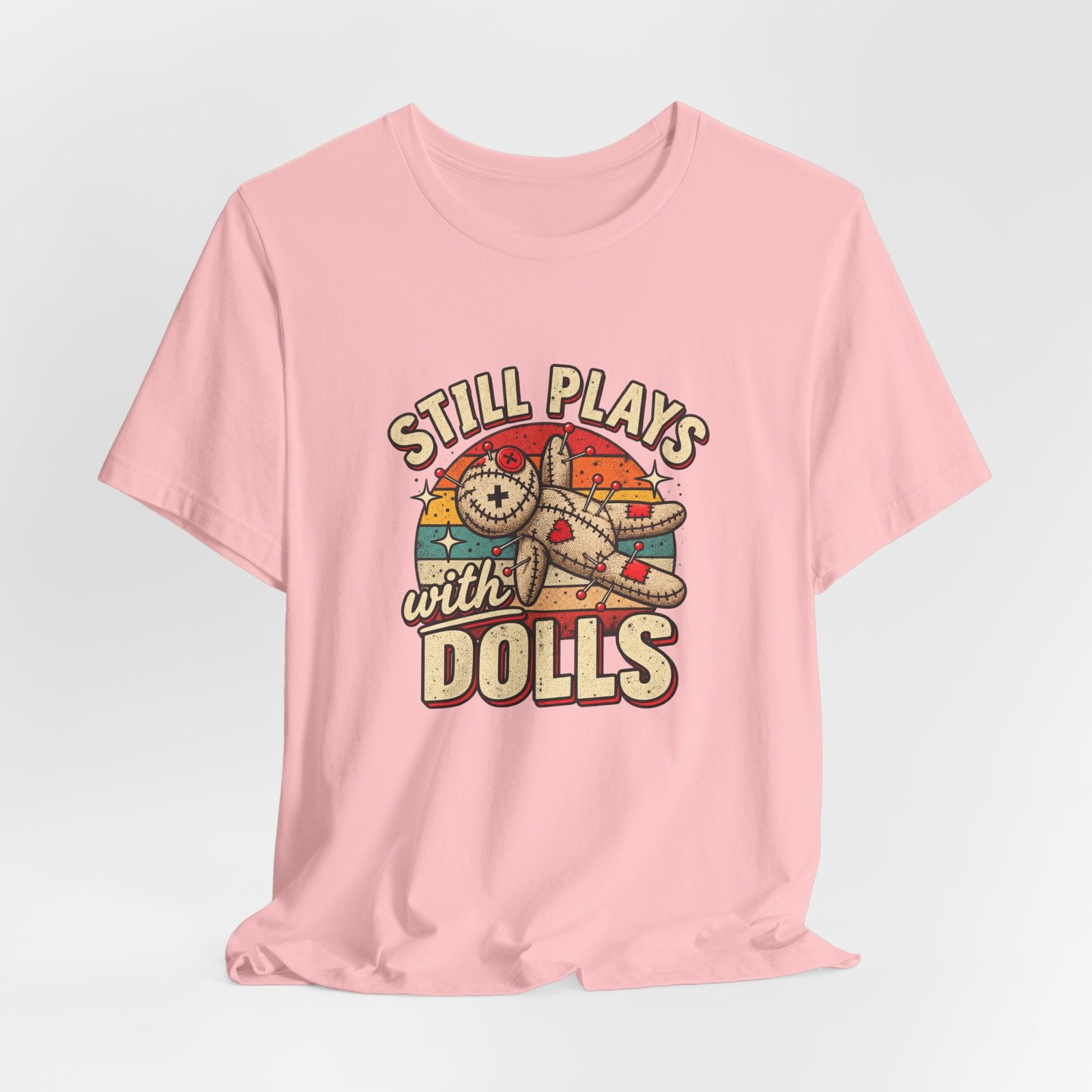 Still Plays With Dolls Voodoo Doll Halloween Humor Graphic Tee - Image 44
