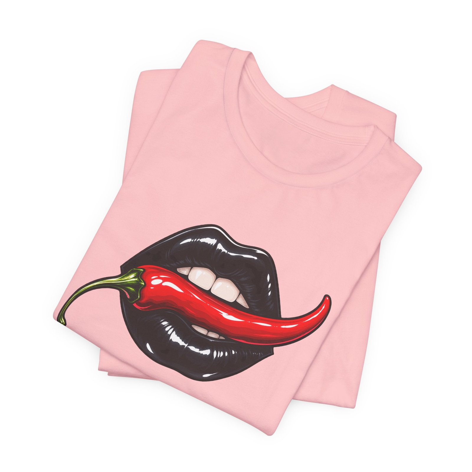 Chili Lips Bite Spicy Food Humor Graphic Tee - Image 43