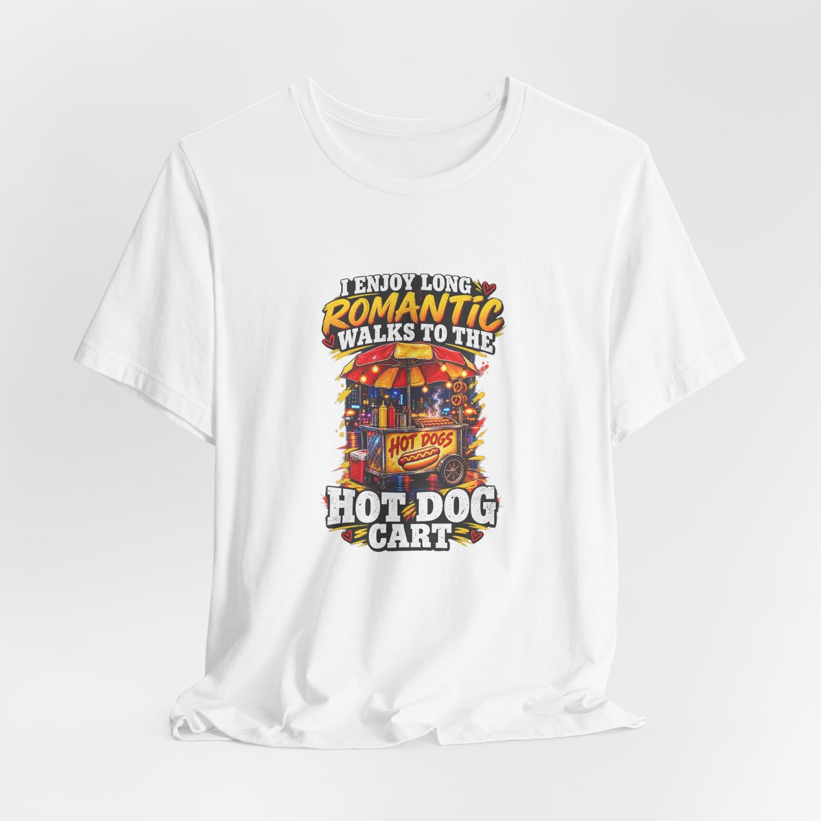 Romantic Walks To The Hot Dog Cart Graphic Tee - Image 4
