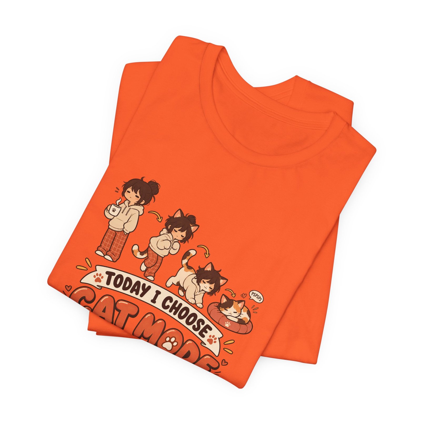 Cat Mode Transformation Cartoon Graphic Tee - Image 7