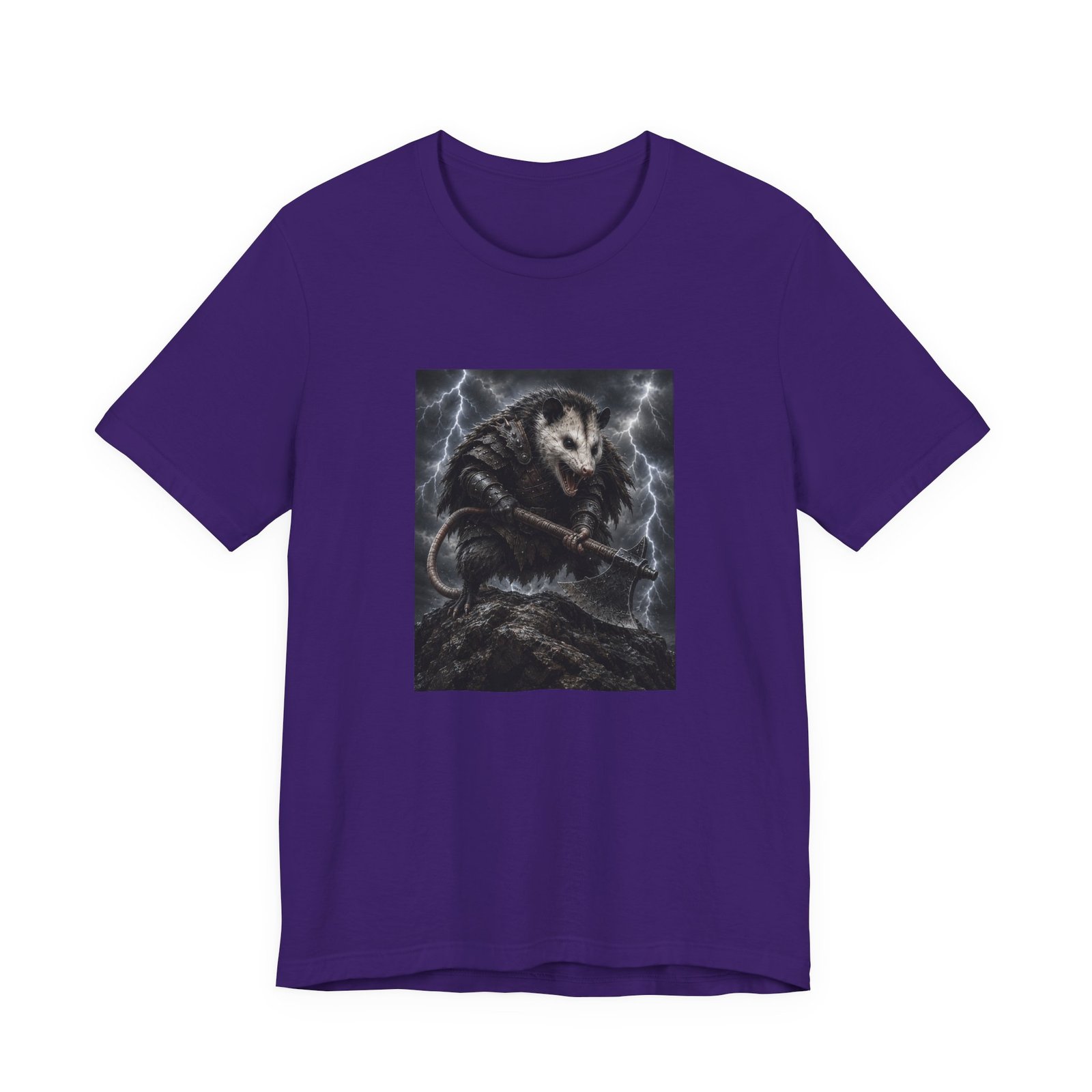 Opossum Warrior With Axe Lightning Storm Graphic Tee - Image 37