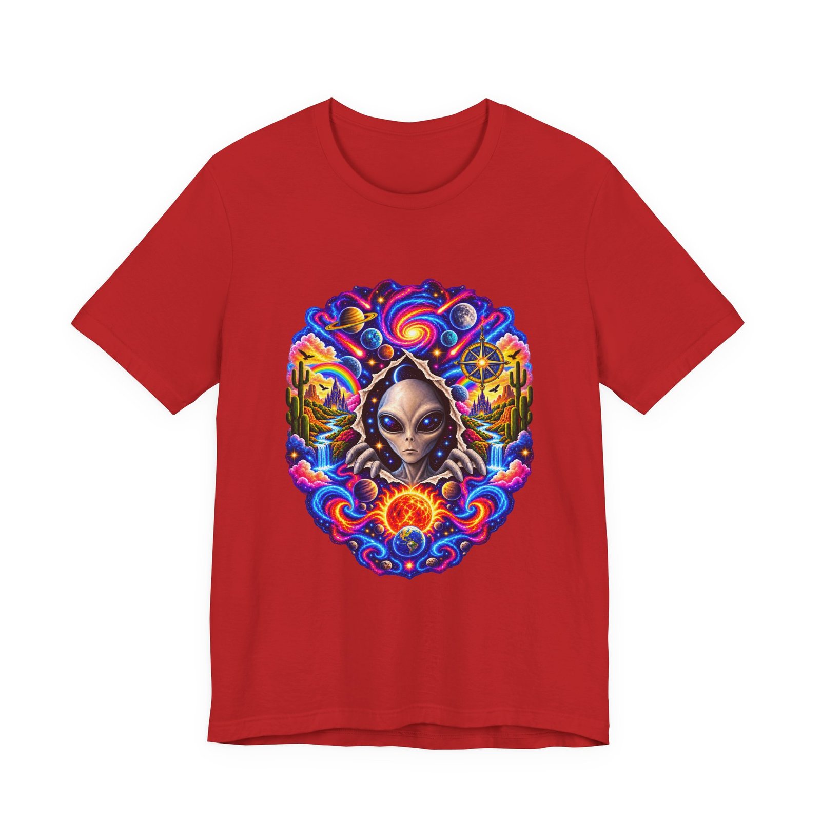 Psychedelic Alien Cosmic Portal Space Graphic Tee - Image 45