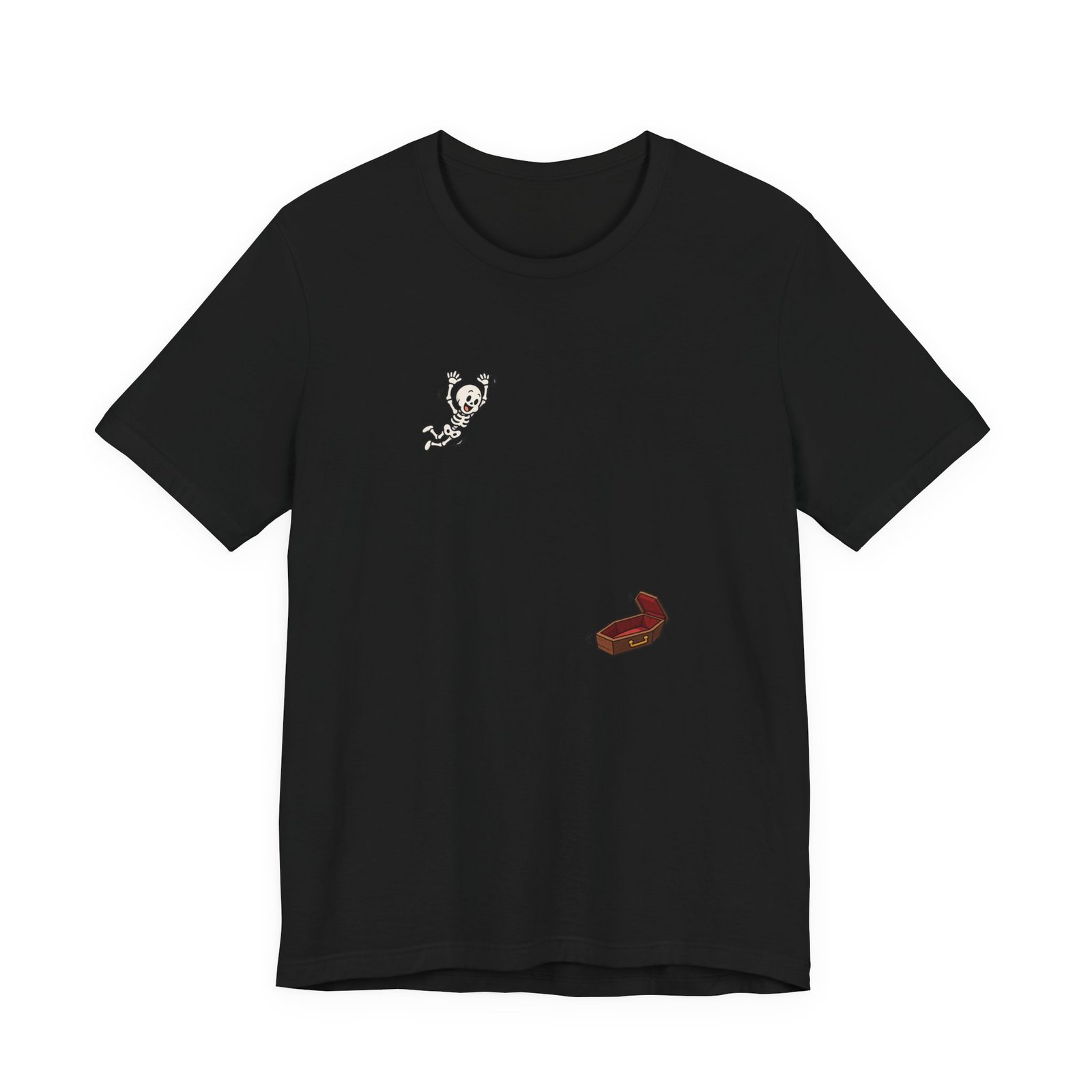 Funny Skeleton Jumping Into Coffin Halloween Humor Graphic Tee - Image 5