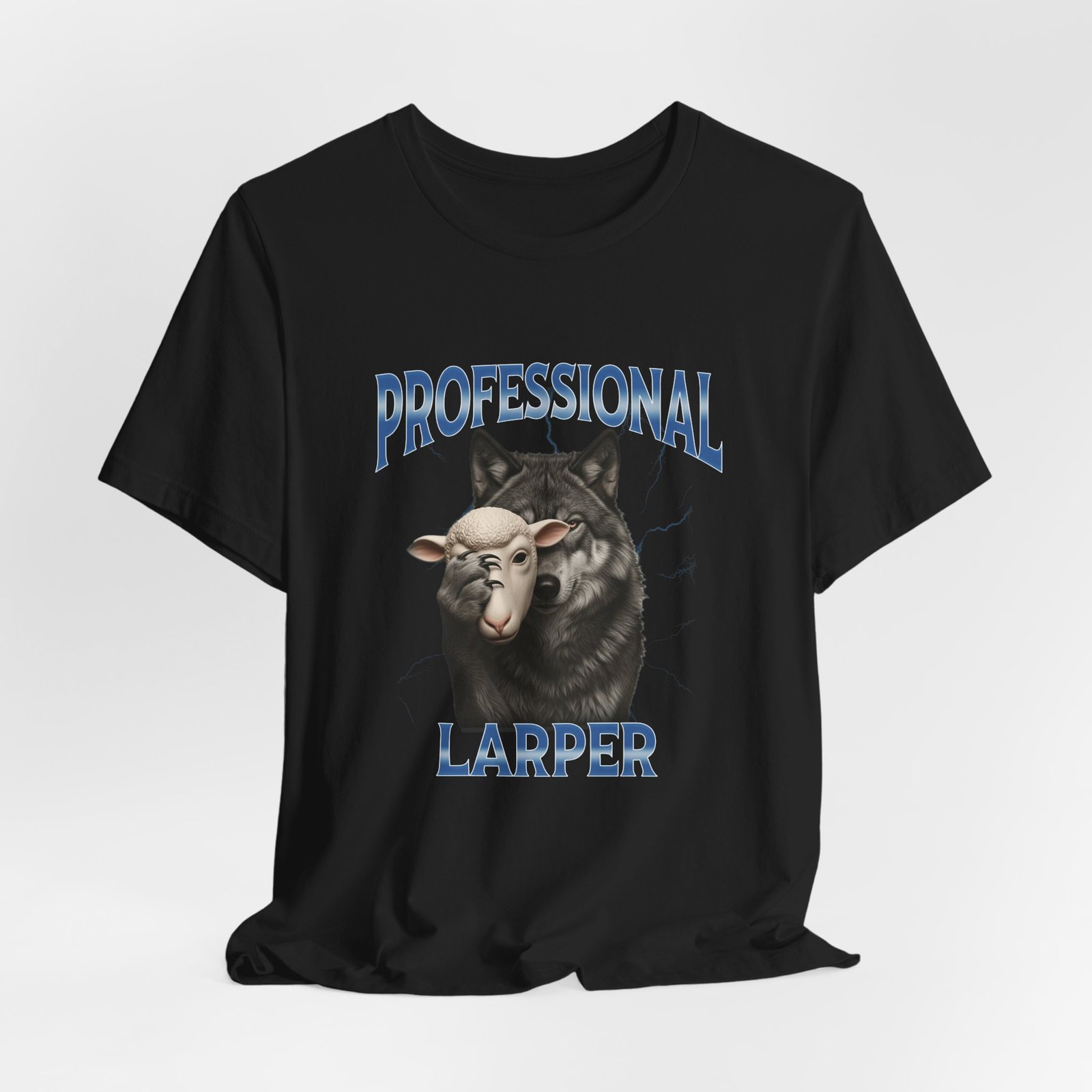Professional Larper Wolf In Sheep Mask 90s Humor Graphic Tee - Image 4