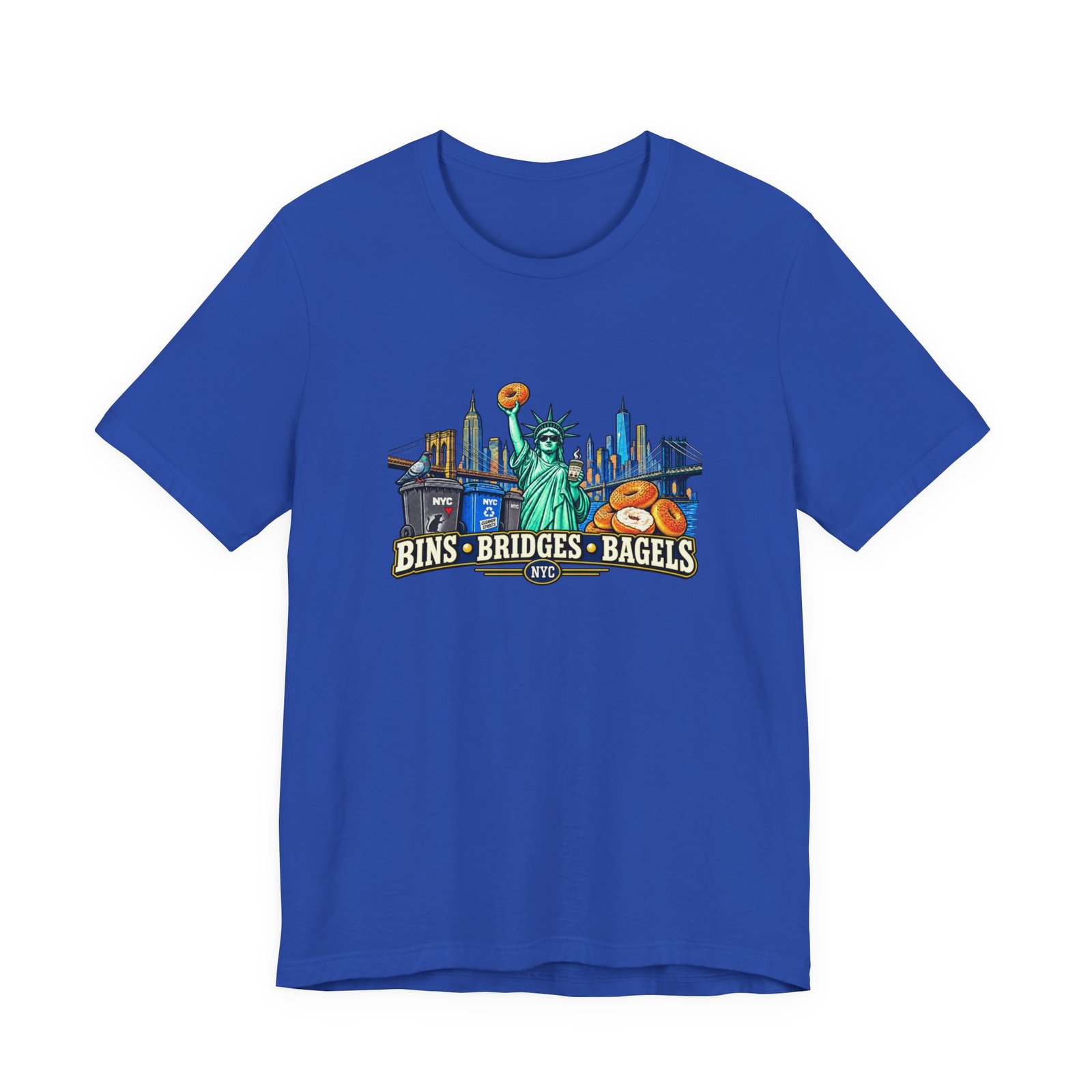 NYC Cleaner Streets Liberty Bagels Bridges Bins Graphic Tee - Image 29