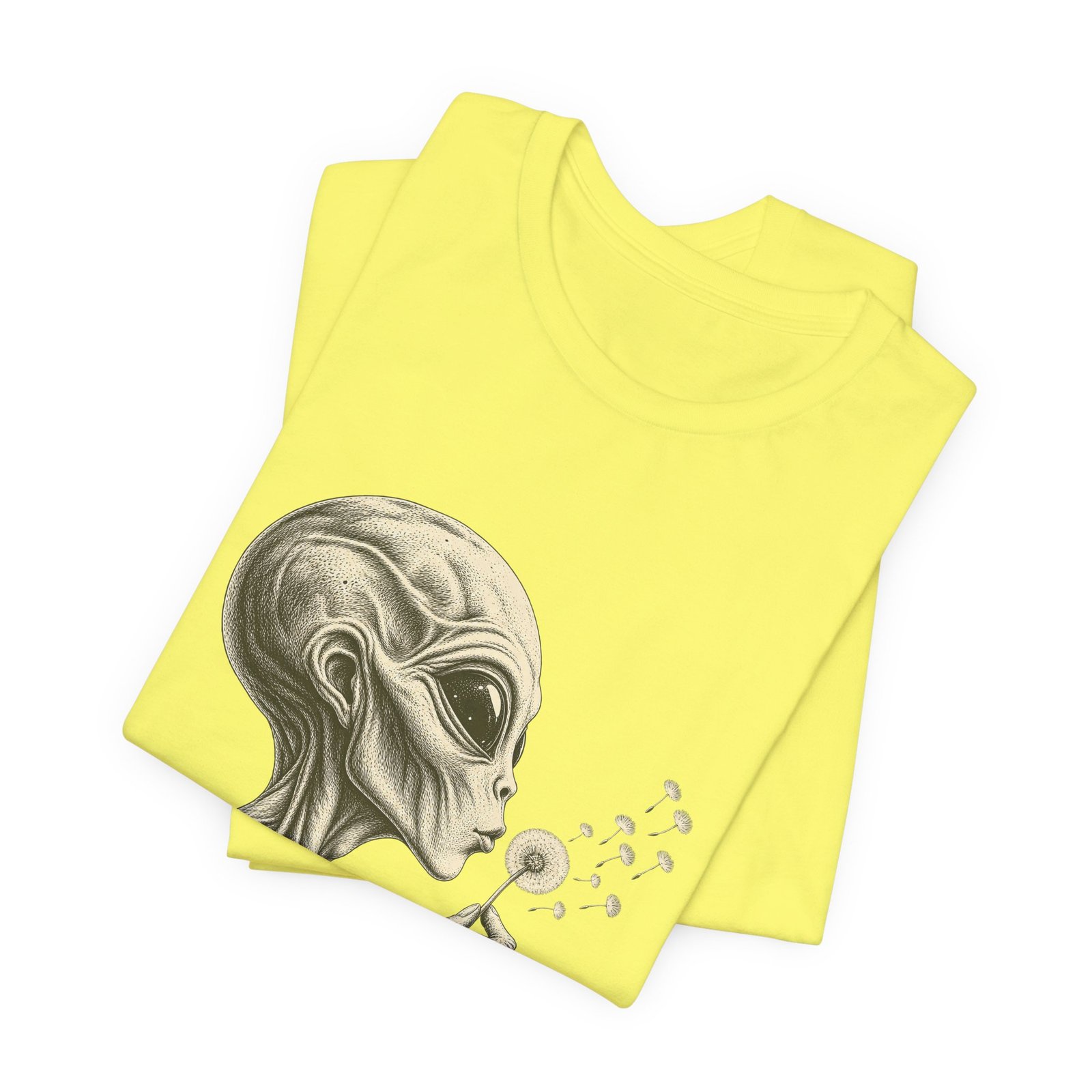 Alien Blowing Dandelion Seeds Wishful Extraterrestrial Wonder Tee - Image 19