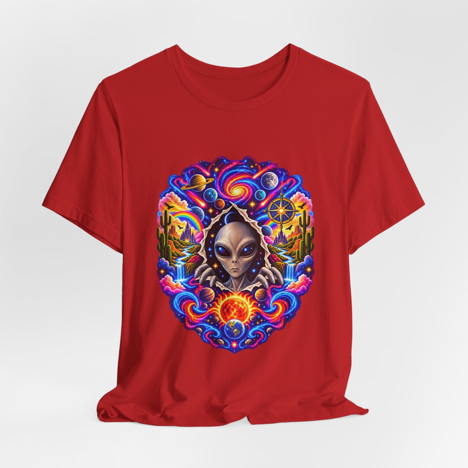 Psychedelic Alien Cosmic Portal Space Graphic Tee - Image 48