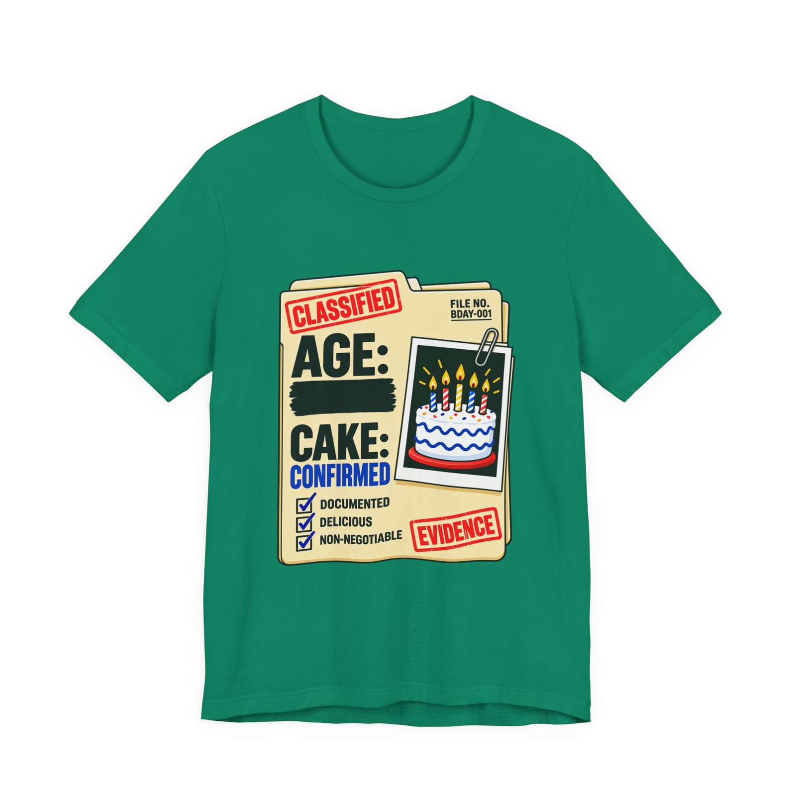 Classified Birthday Cake Funny Case Dossier Graphic Tee - Image 25
