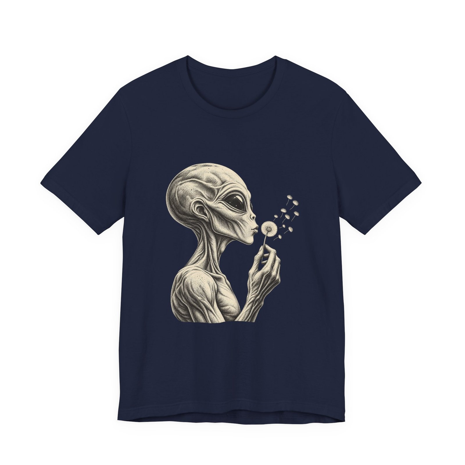 Alien Blowing Dandelion Seeds Wishful Extraterrestrial Wonder Tee - Image 33