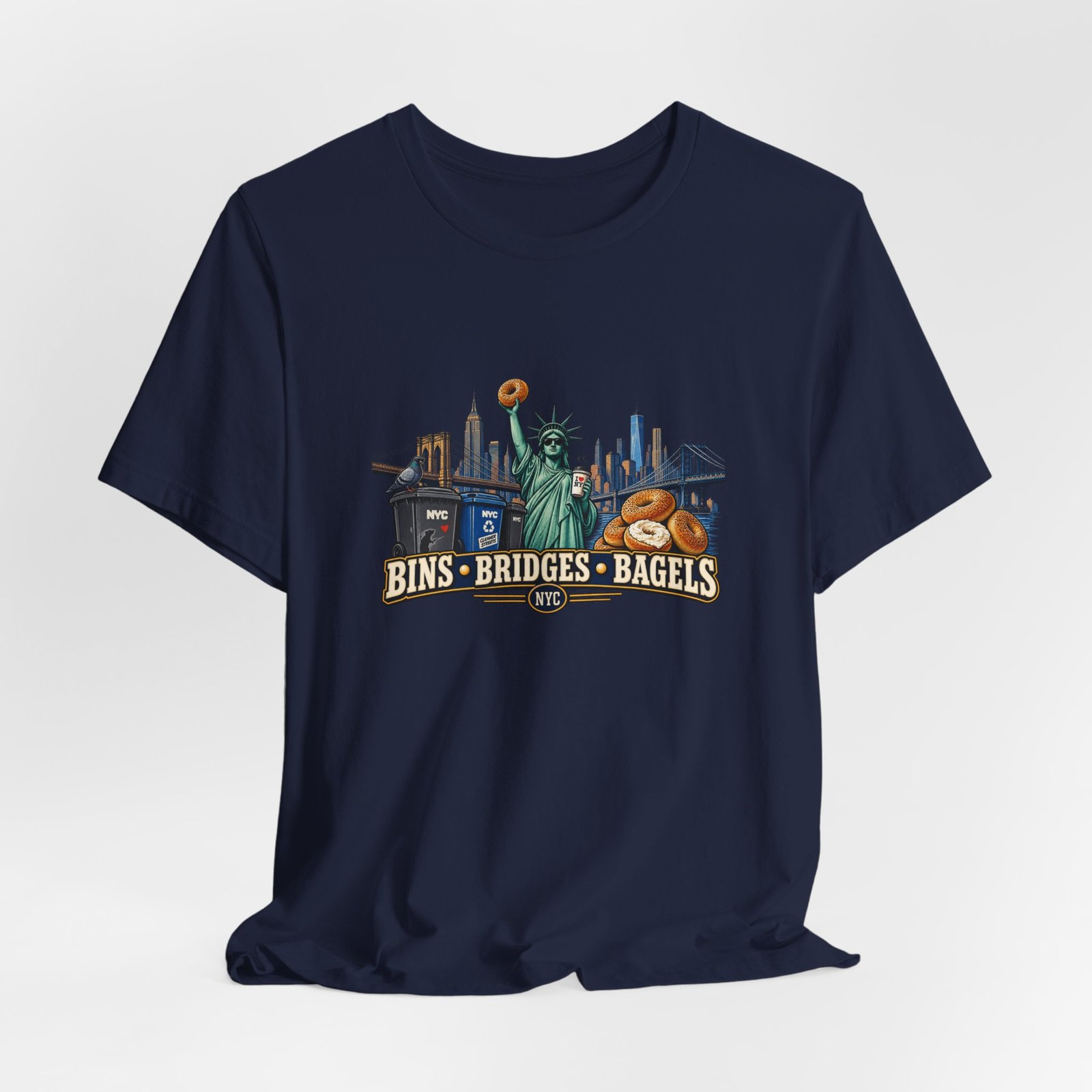NYC Cleaner Streets Liberty Bagels Graphic Tee - Image 36