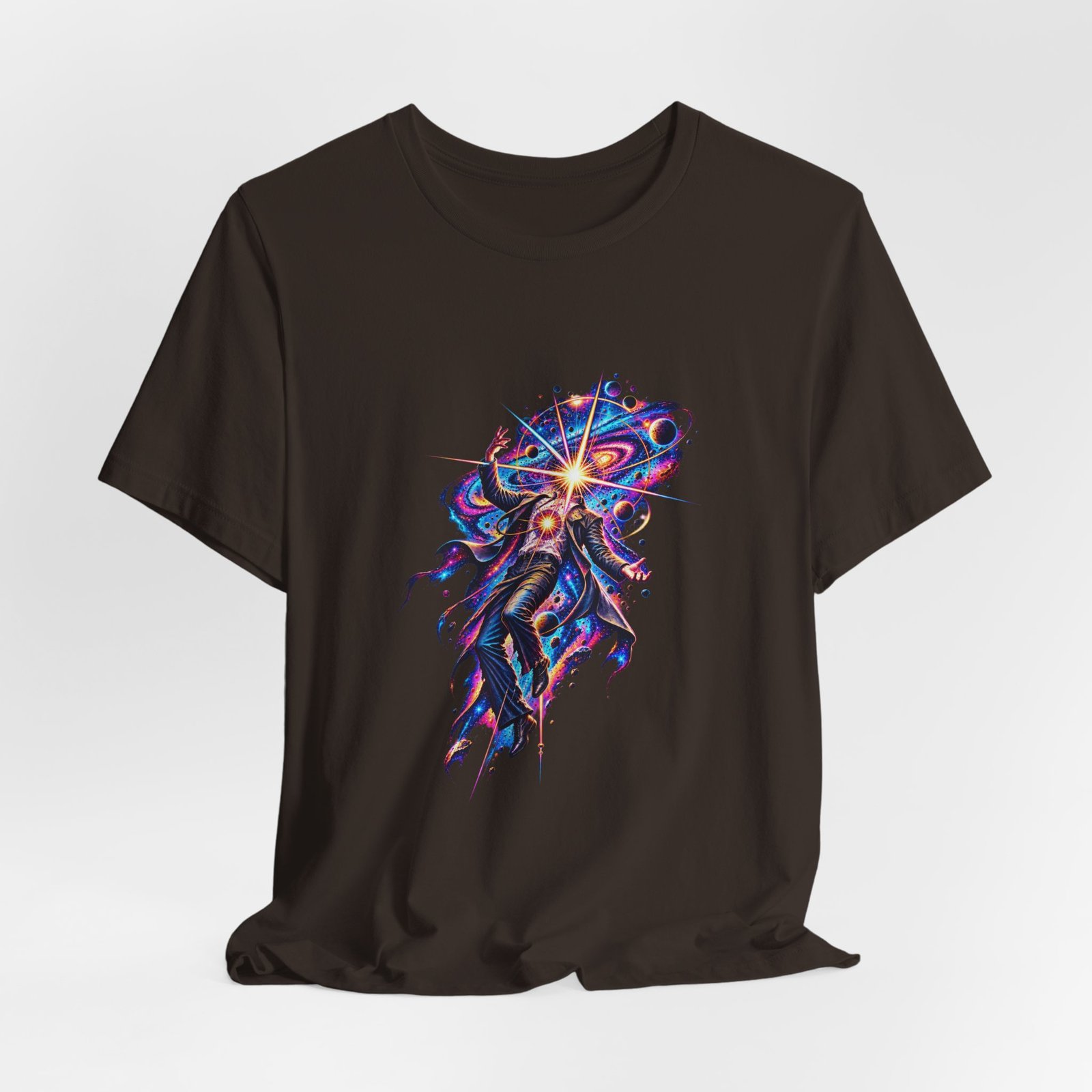 Cosmic Awakening Starburst Human Figure Graphic Tee - Image 4