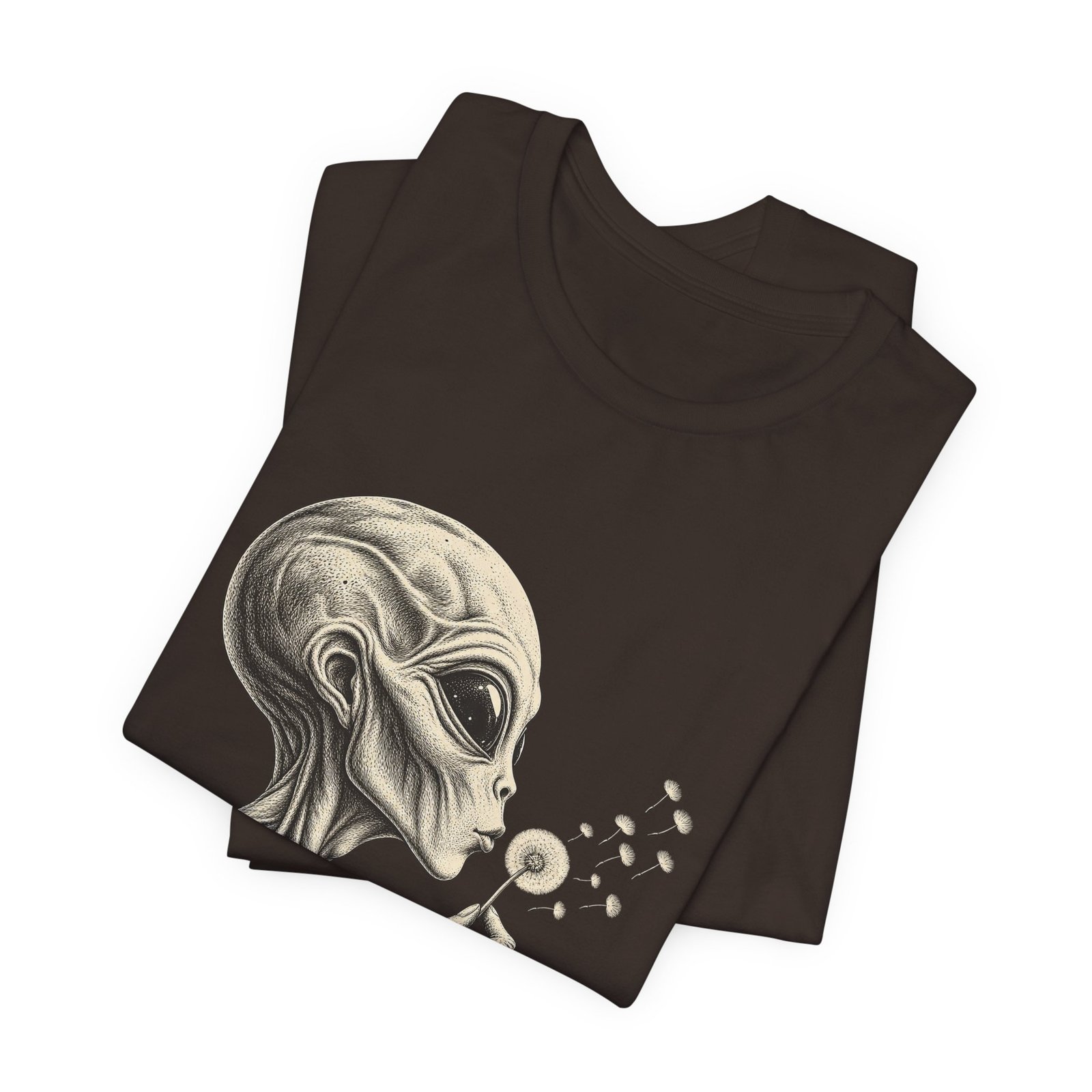 Alien Blowing Dandelion Seeds Wishful Extraterrestrial Wonder Tee - Image 11