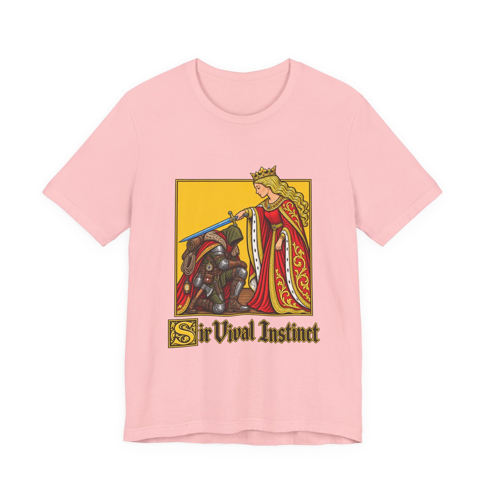 Sir Vival Instinct Medieval Survivalist Pun Graphic Tee - Image 41