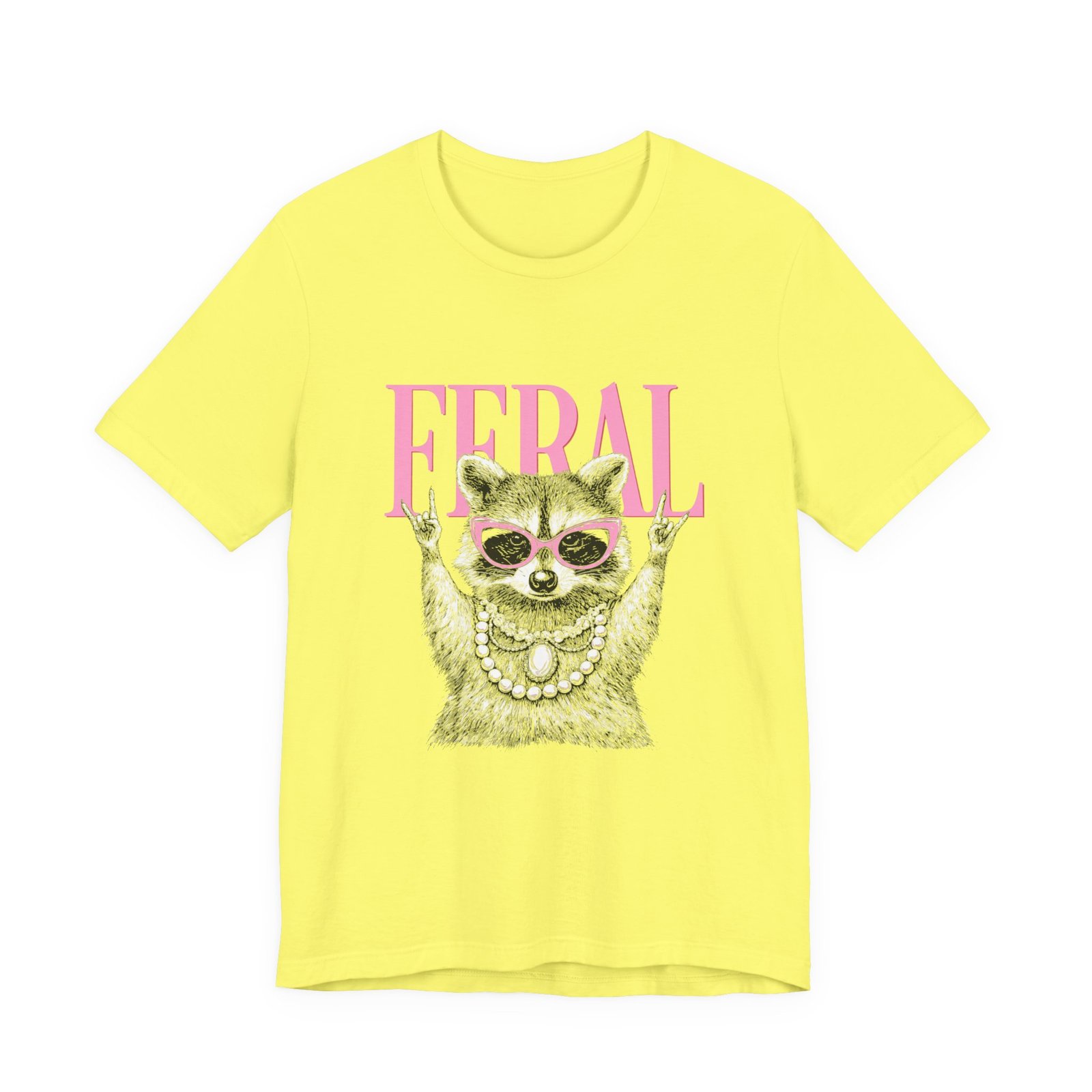 Feral Raccoon Pink Sunglasses Pearl Attitude Graphic Tee - Image 17