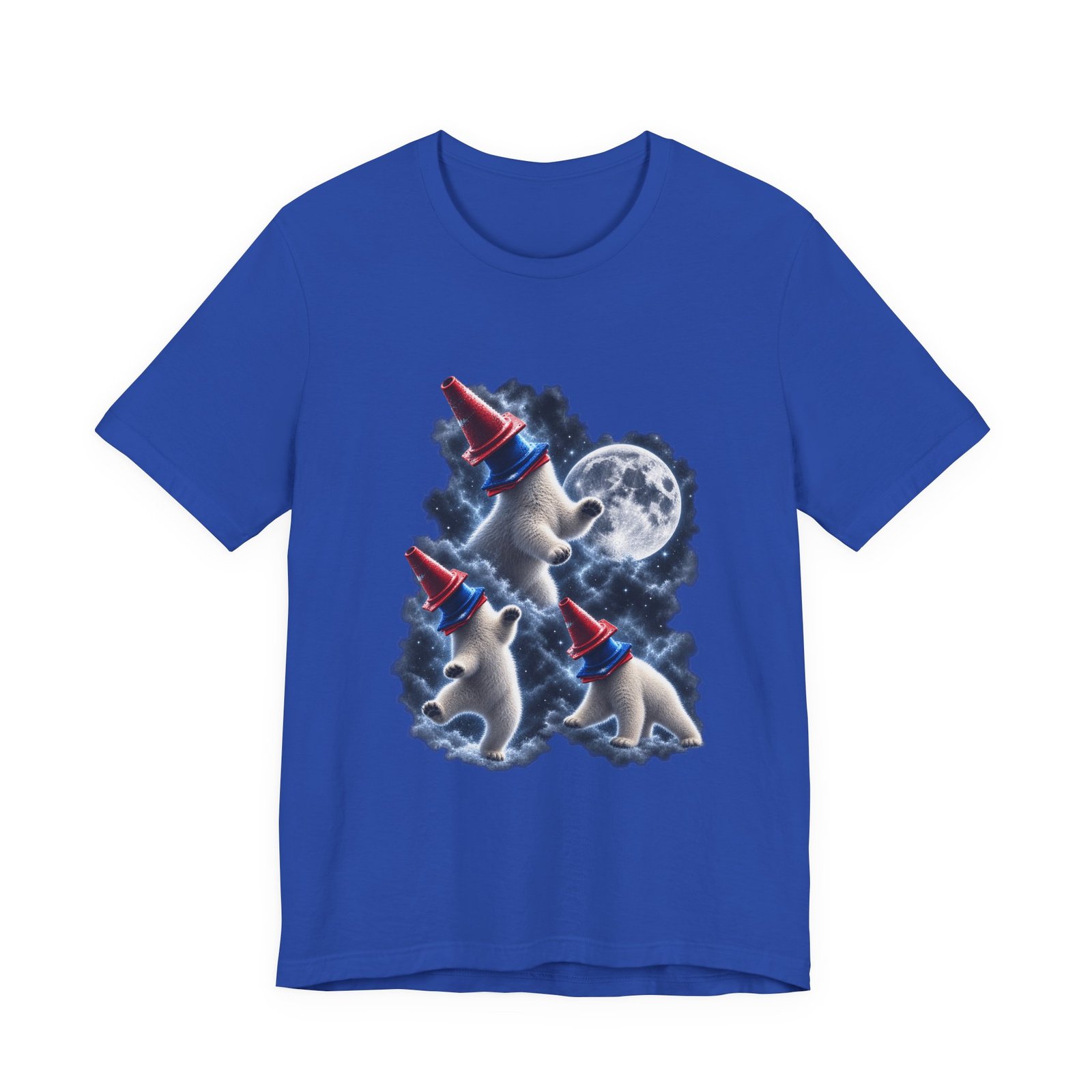 Surreal Polar Bears With Traffic Cones Moon Humor Graphic Tee - Image 17