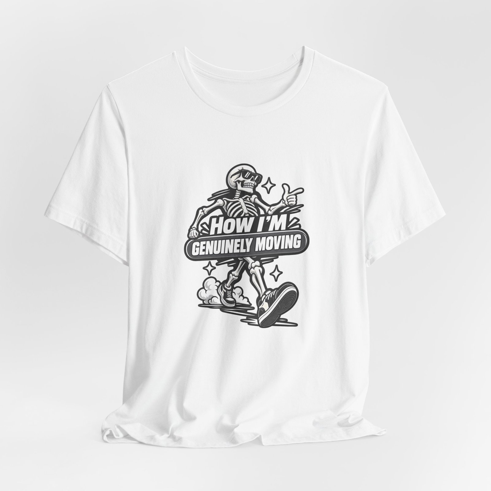 How Im Genuinely Moving Funny Skeleton Halloween Graphic Tee - Image 4