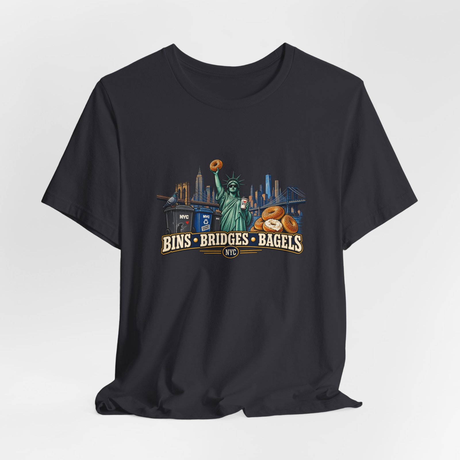 NYC Cleaner Streets Liberty Bagels Graphic Tee - Image 24