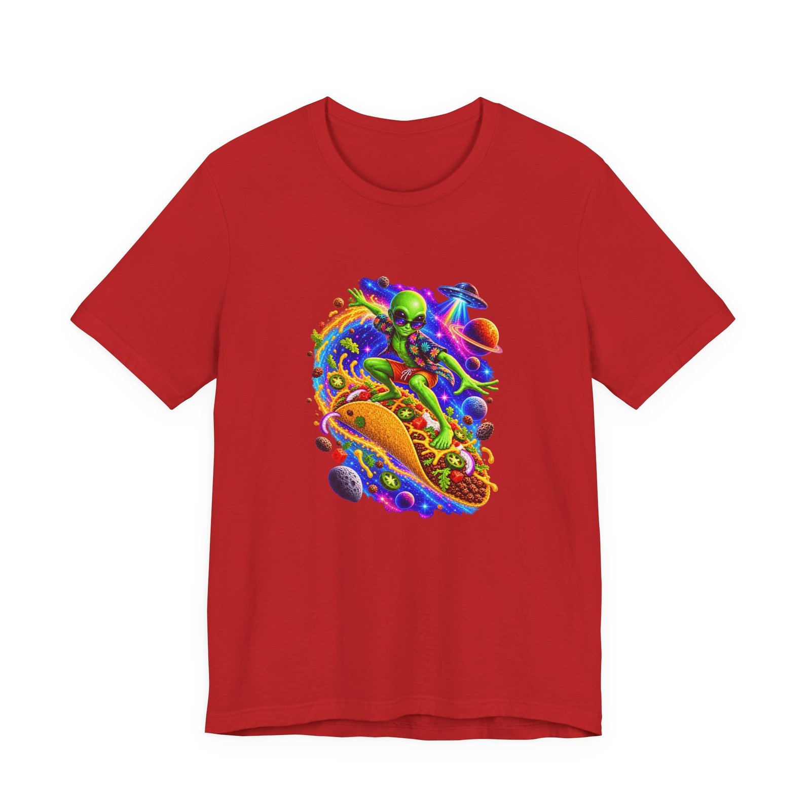 Alien Taco Space Surfer Graphic Tee - Image 45