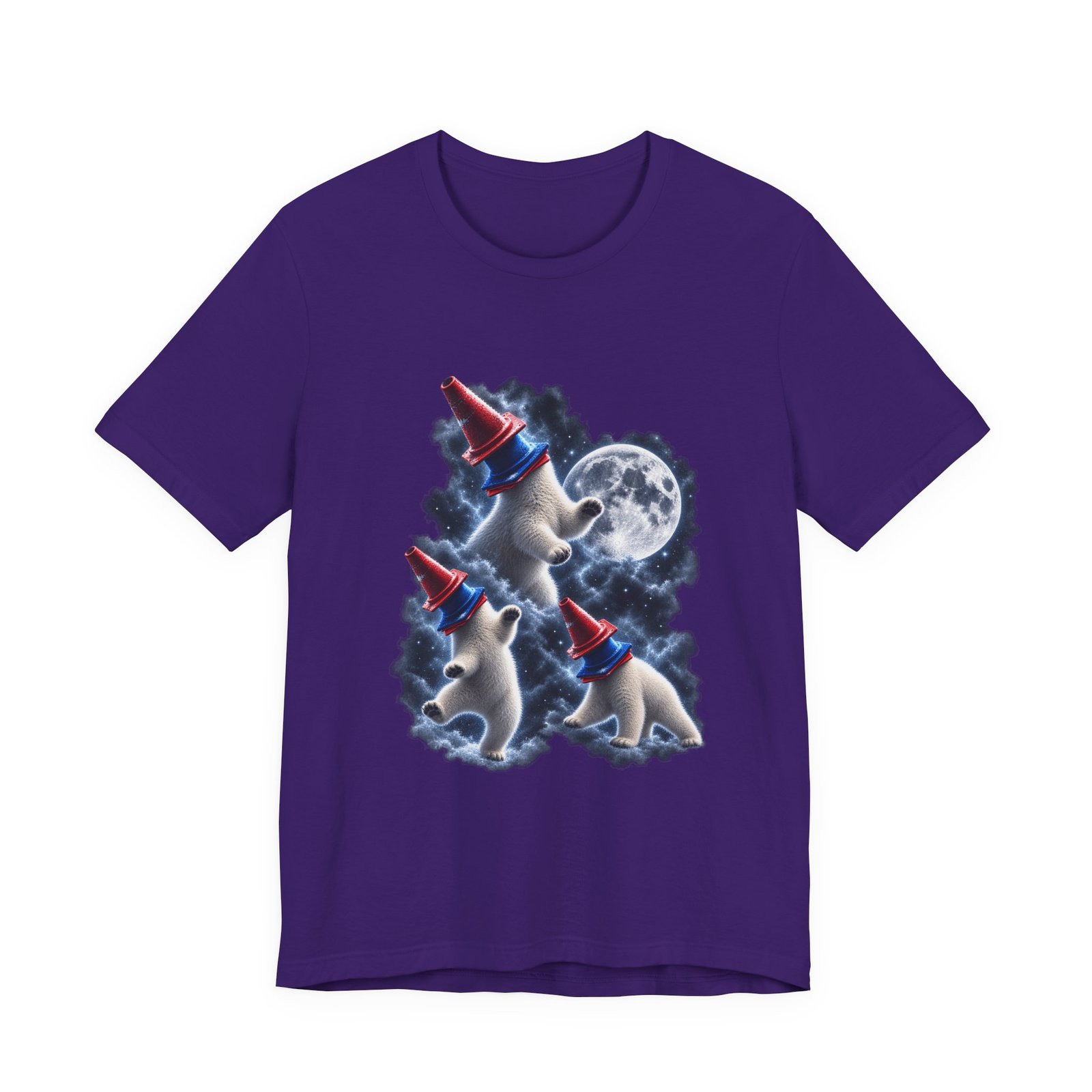 Surreal Polar Bears With Traffic Cones Moon Humor Graphic Tee - Image 25