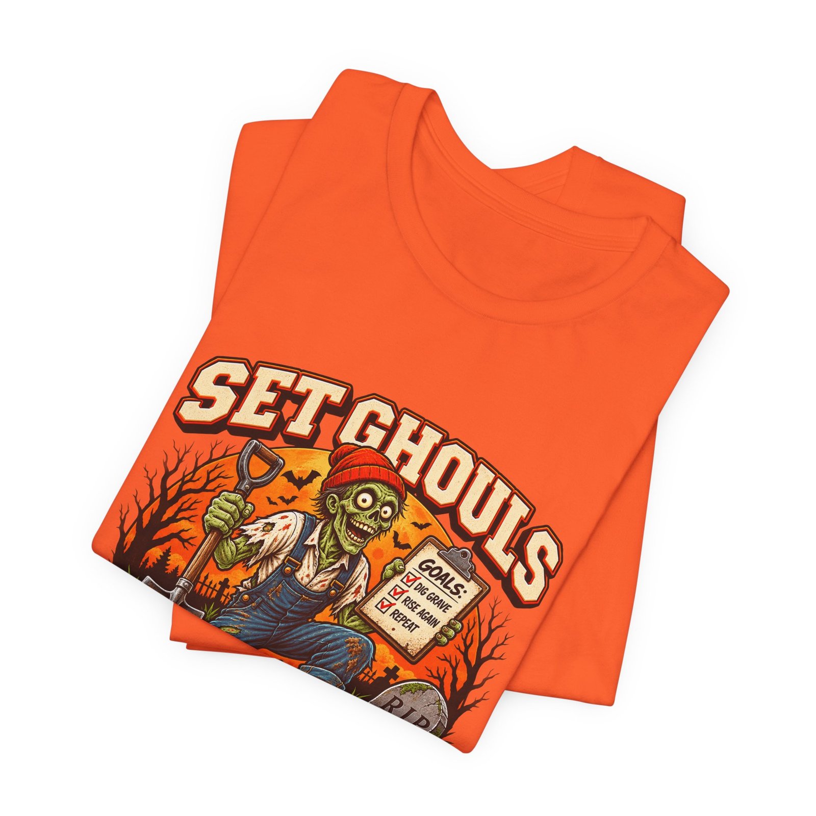 Set Ghouls Dig Graves Zombie Halloween Tee - Image 7