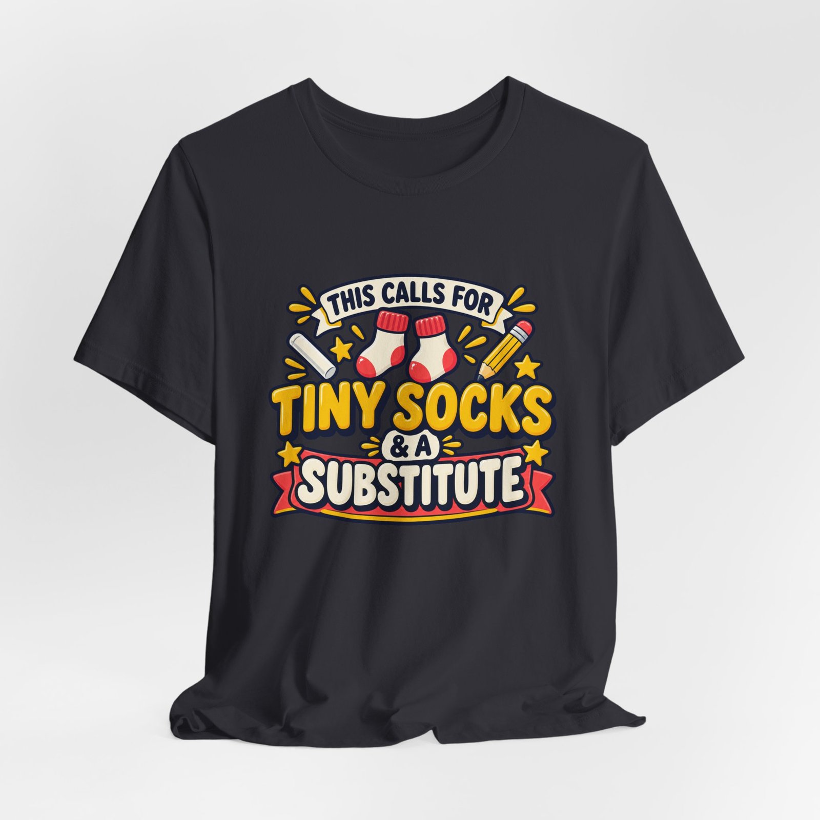 Teacher Baby Announcement Tiny Socks And Substitute Classroom Tee - Image 24