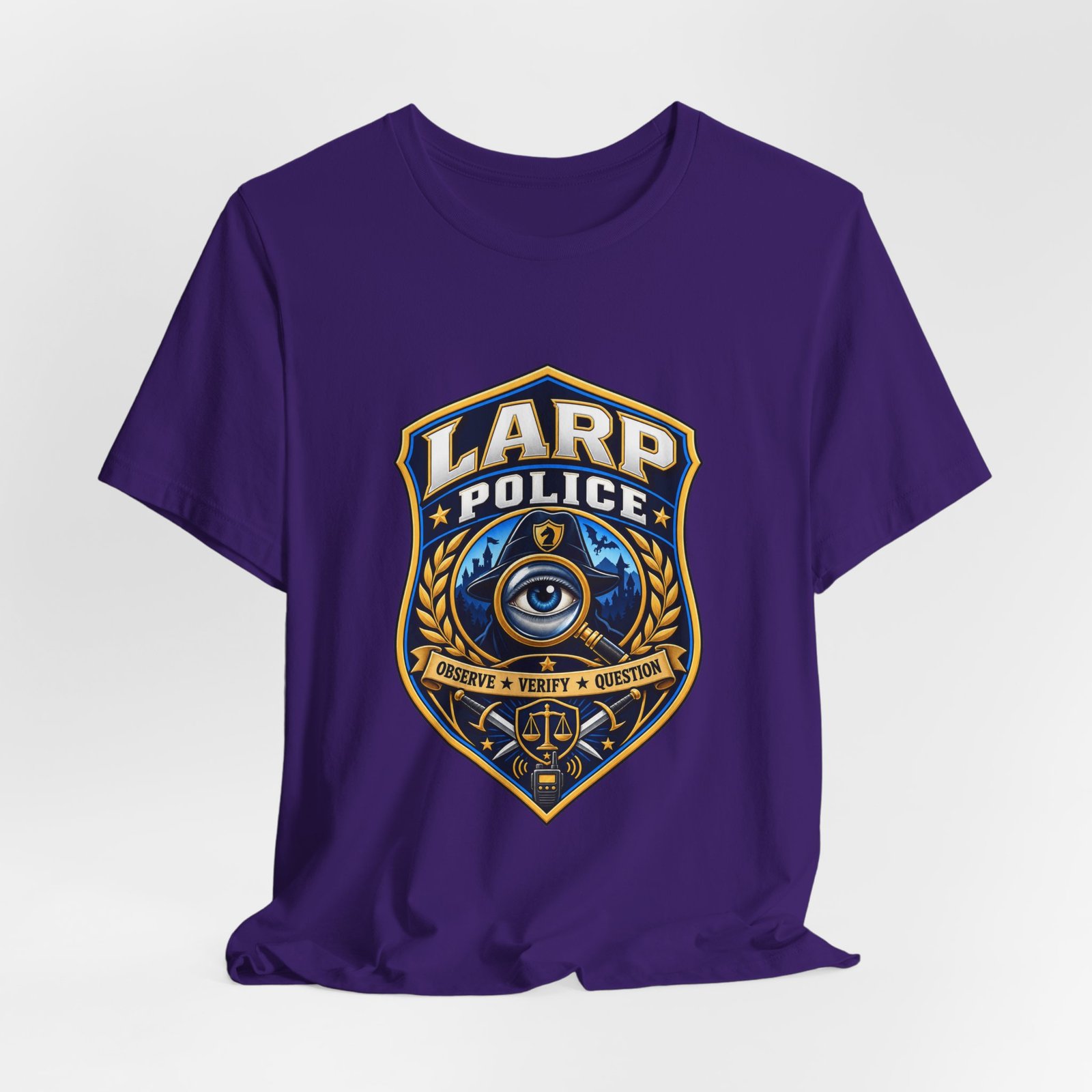 LARP Police Observe Verify Question Badge Tee - Image 40