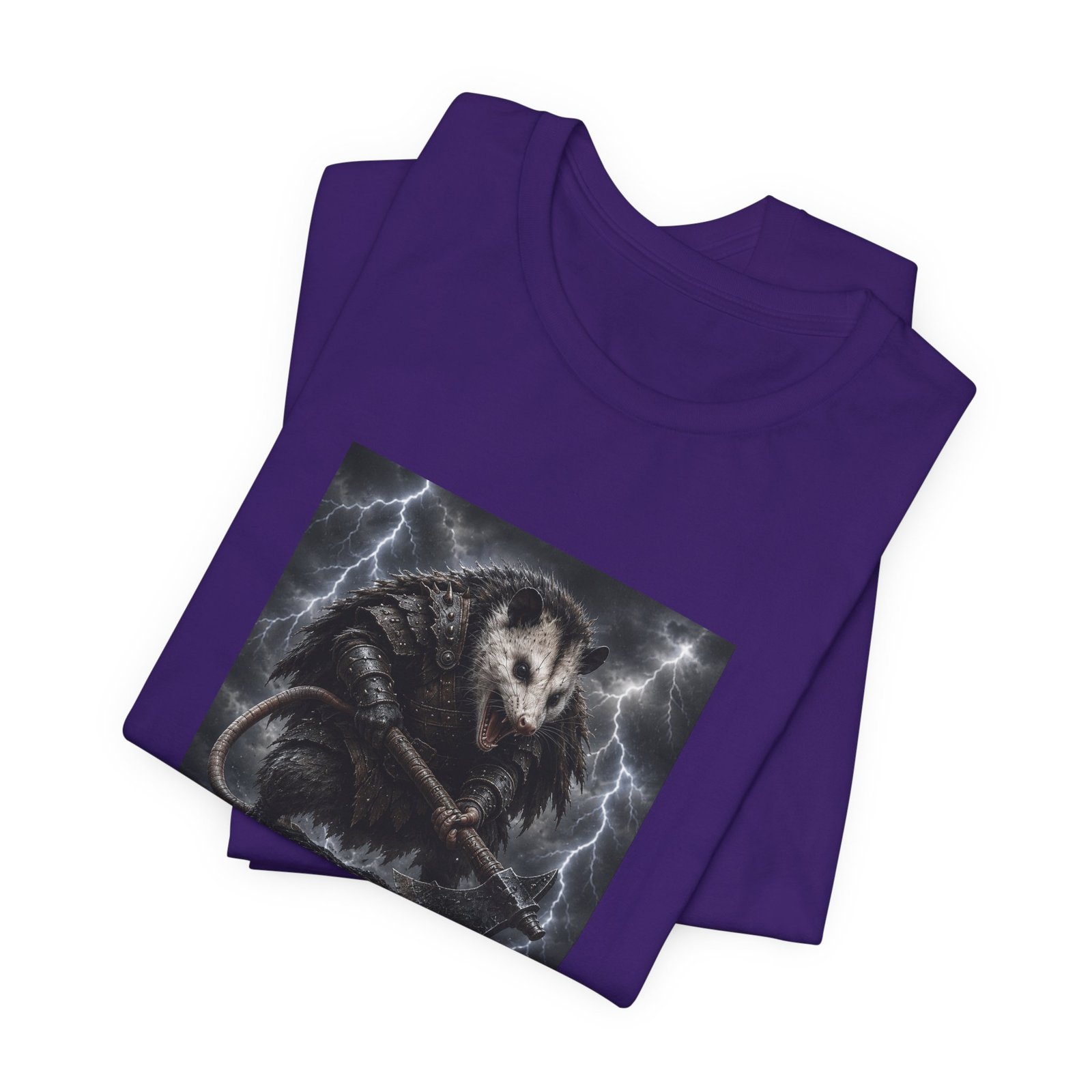 Opossum Warrior With Axe Lightning Storm Graphic Tee - Image 39