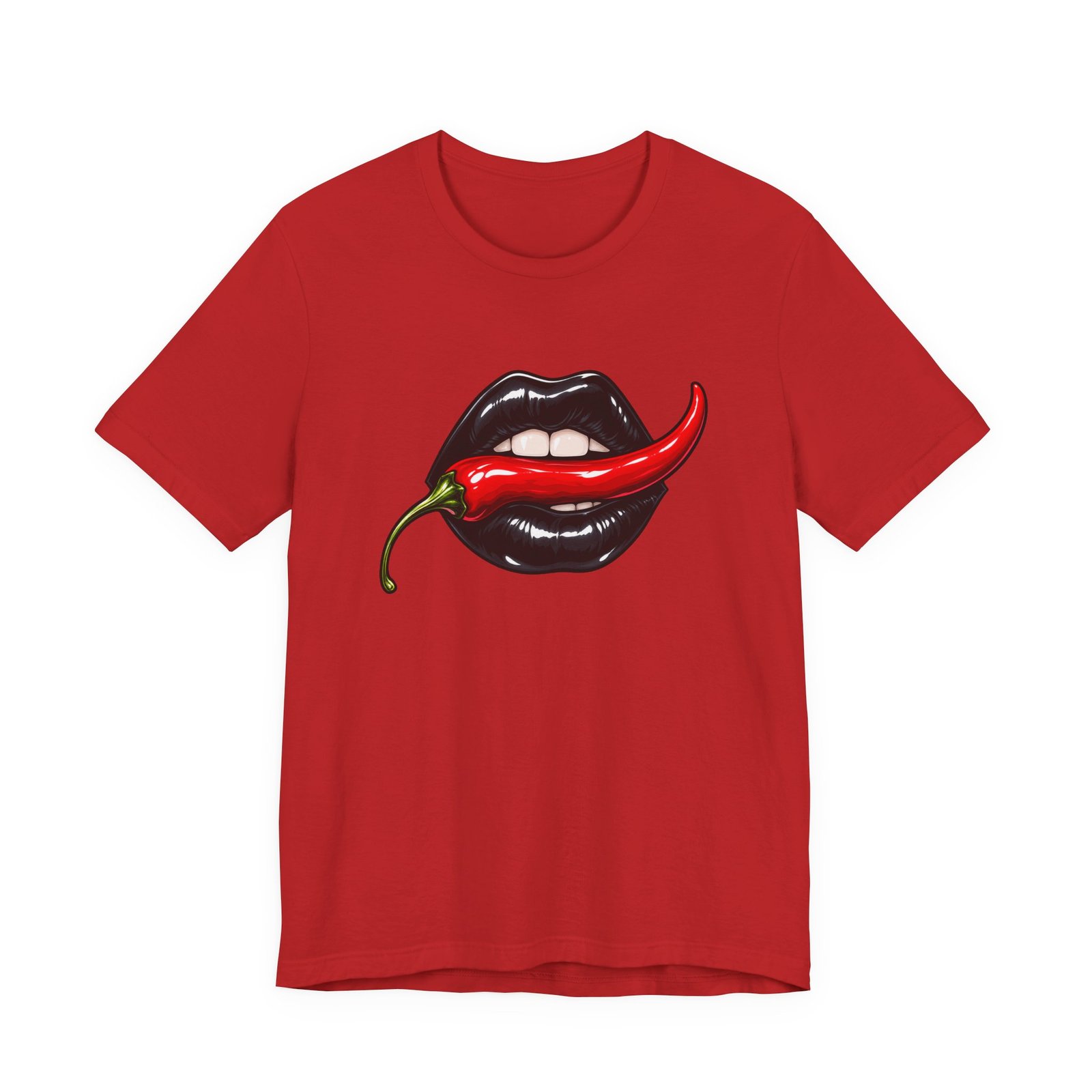 Chili Lips Bite Spicy Food Humor Graphic Tee - Image 45