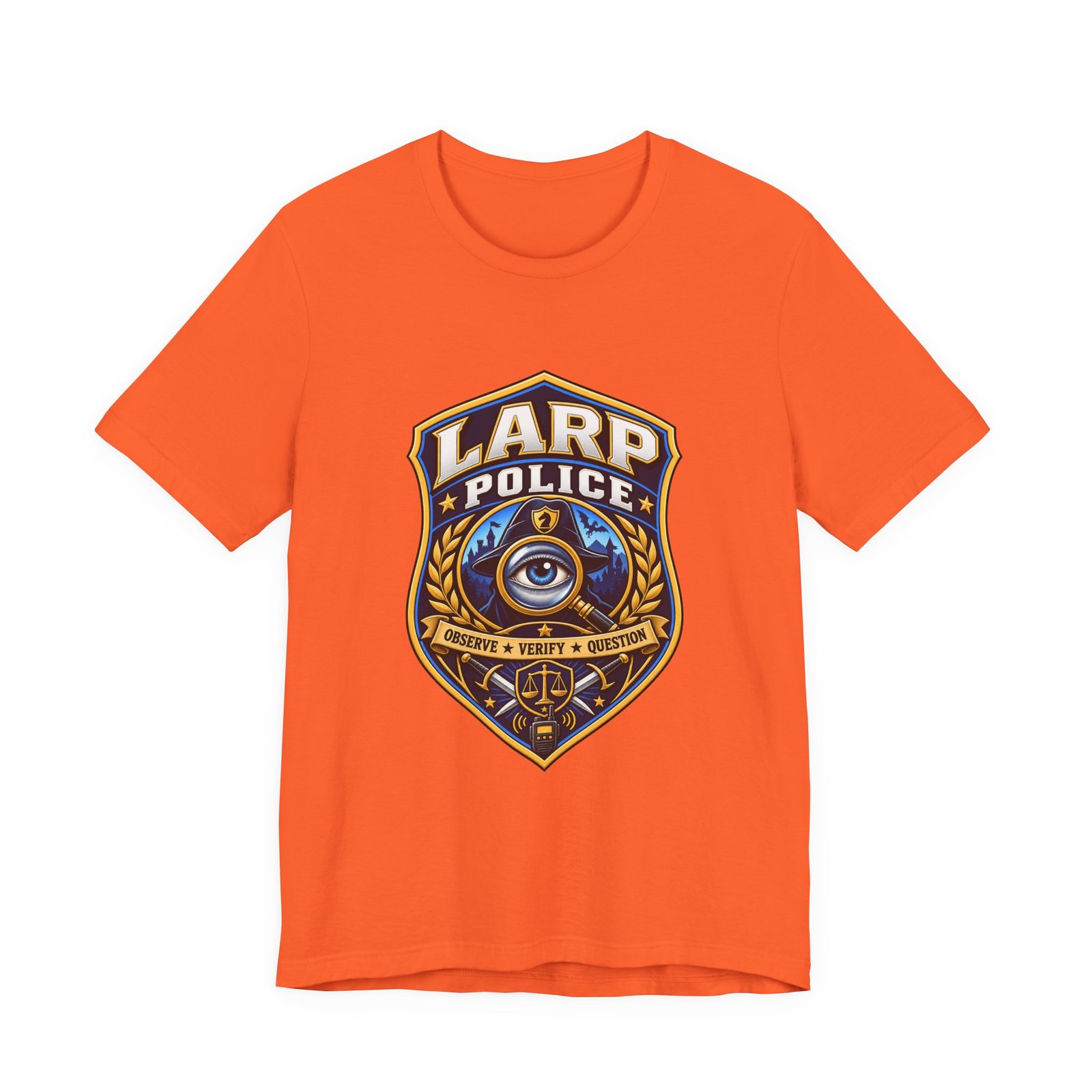 LARP Police Observe Verify Question Badge Tee - Image 5
